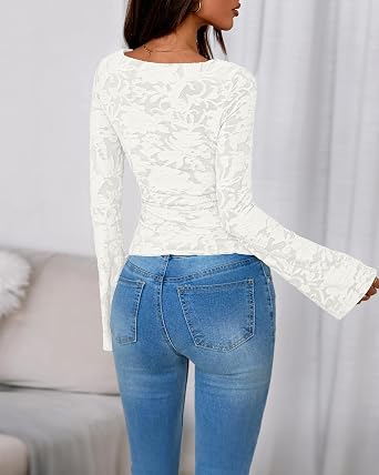BTFBM Casual Long Sleeve Shirts Fall 2026 Going Out Tops for Women Trendy | Boho Tops For Women,Tops For Teacher,Bell Sleeves,Crop,Y2K,Floral,Crew Neck,Work Blouses, Bodycon, Cute Tunics,Fall Clothing