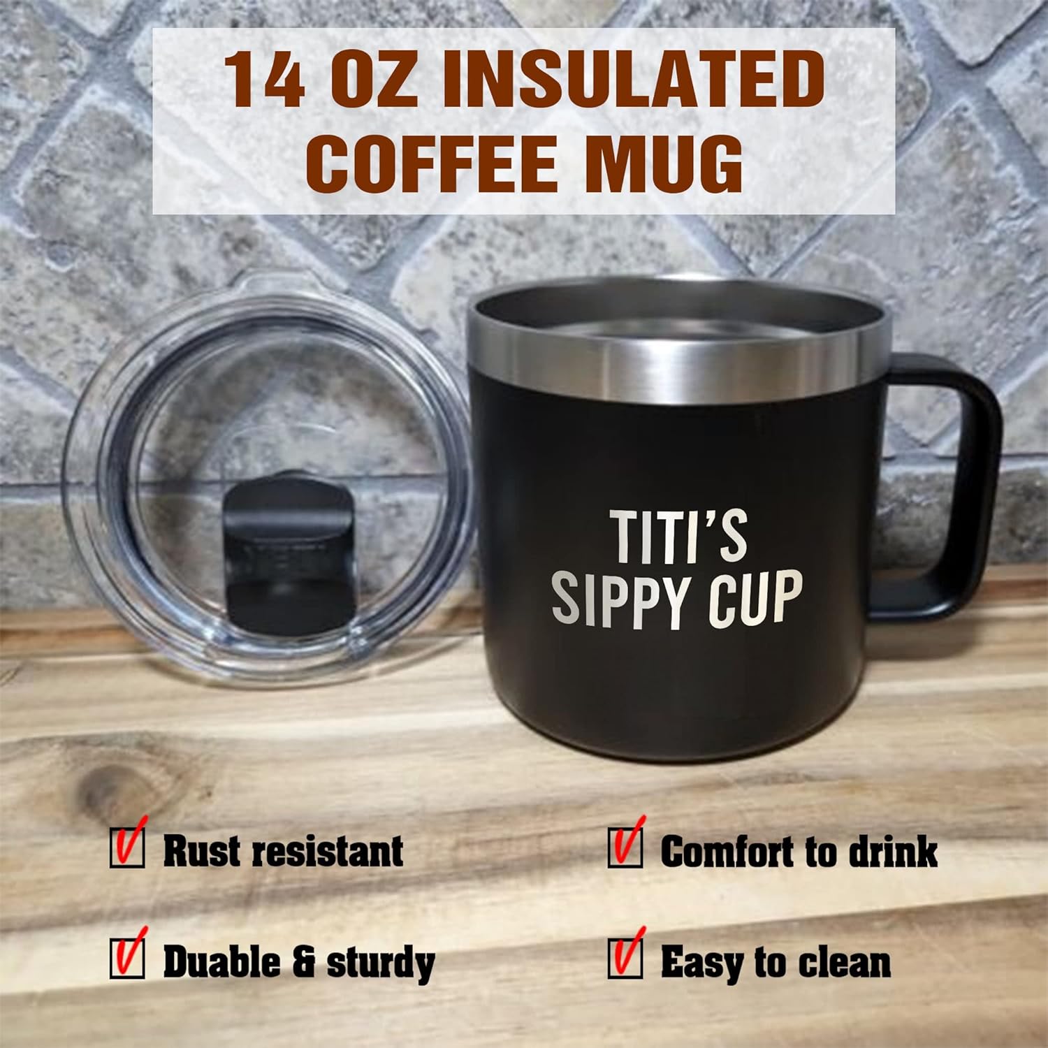 Yanashop88 Titi's Sippy Cup Tumbler 14 Oz Coffee Mug - Titi Tumbler - Birthday Gifts For Titi From Daughter - Son - New Titi Gifts - Fathers Day Gift - Parent Gift - Titi Mug - Image 4