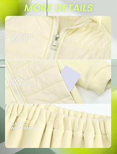 Miniatura 4 de Gogokids Conjunto deportivo de 2 piezas para niños y niñas, chaqueta acolchada de forro polar y pantalones deportivos para invierno