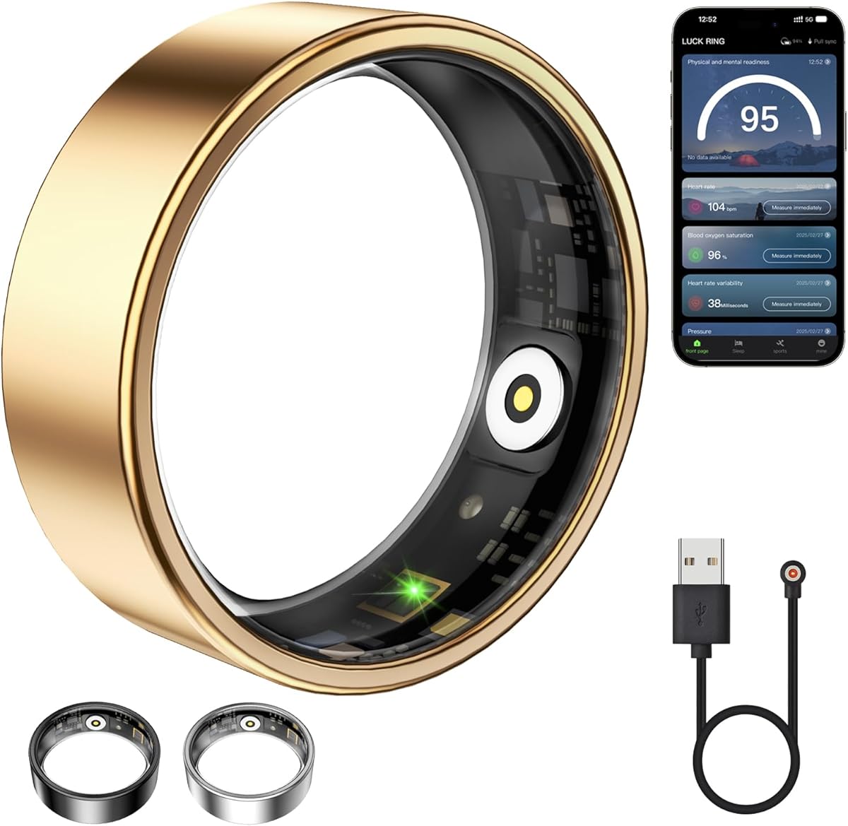 Smart Ring for Women & Men, Fitness Tracker with Heart Rate, Blood Oxygen, Sleep Monitoring, Long-Lasting Battery, IP68 Waterproof, No Subscription (Rose Gold, 7#)