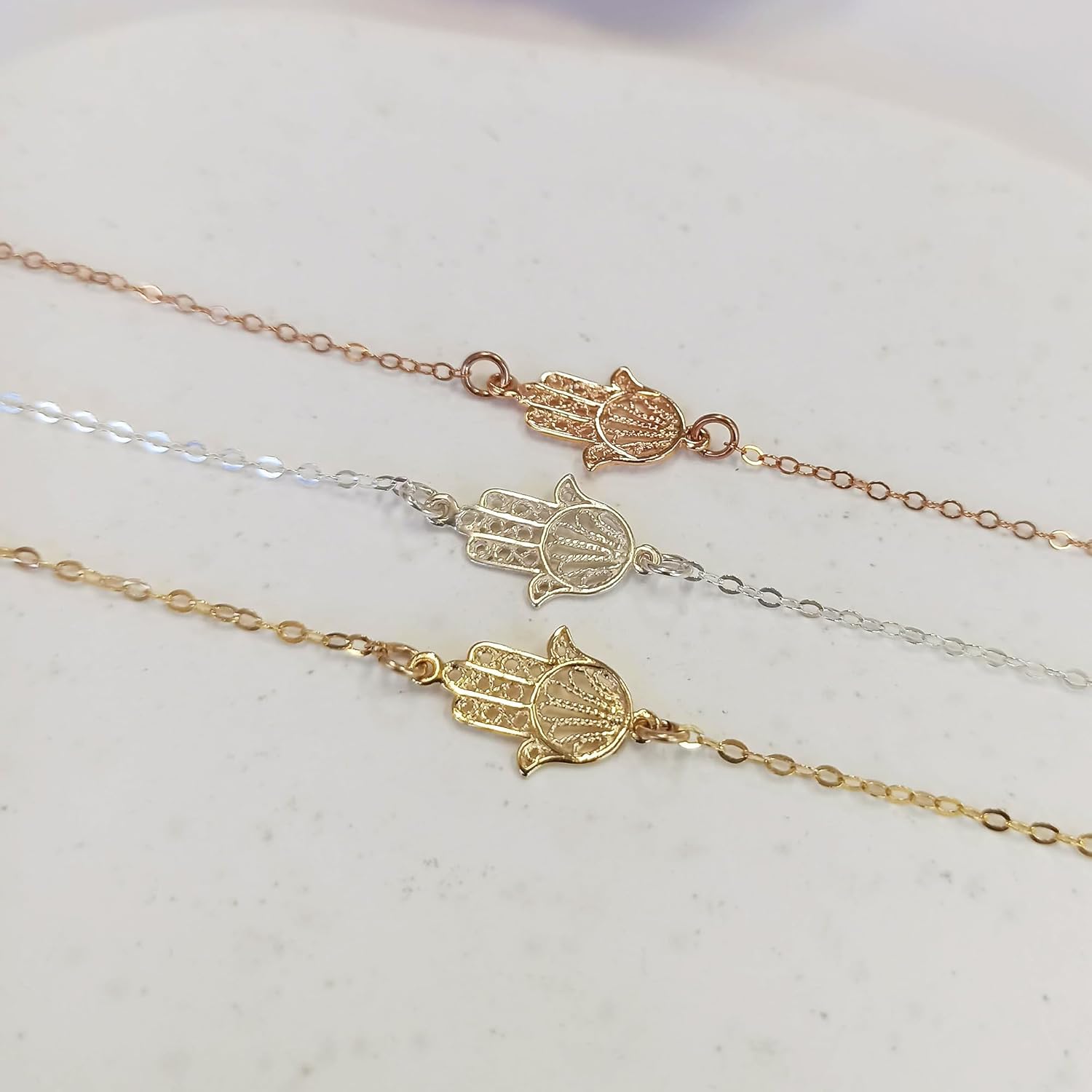 Hamsa Bracelet – Gold Filled or Sterling Silver, Delicate and Minimalist Hand of Fatima Protection Jewelry, 6.5–7.5” - Image 8