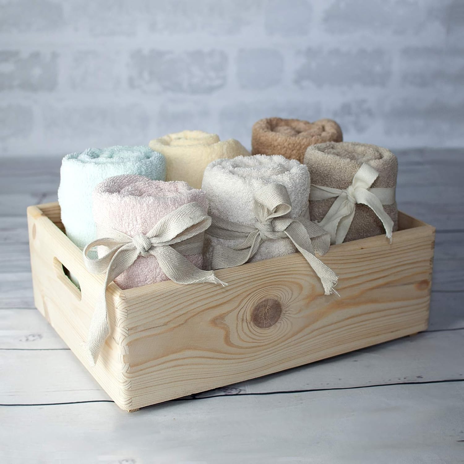 Creative Deco XL Wooden Crate Nesting Crate Handles | 15.74x11.81x5.1in | Keepsake Unfinished Display Storage Box Multi-Craft Caddy Nesting Crate | Natural Wood Rustic | Plain Unpainted Beige