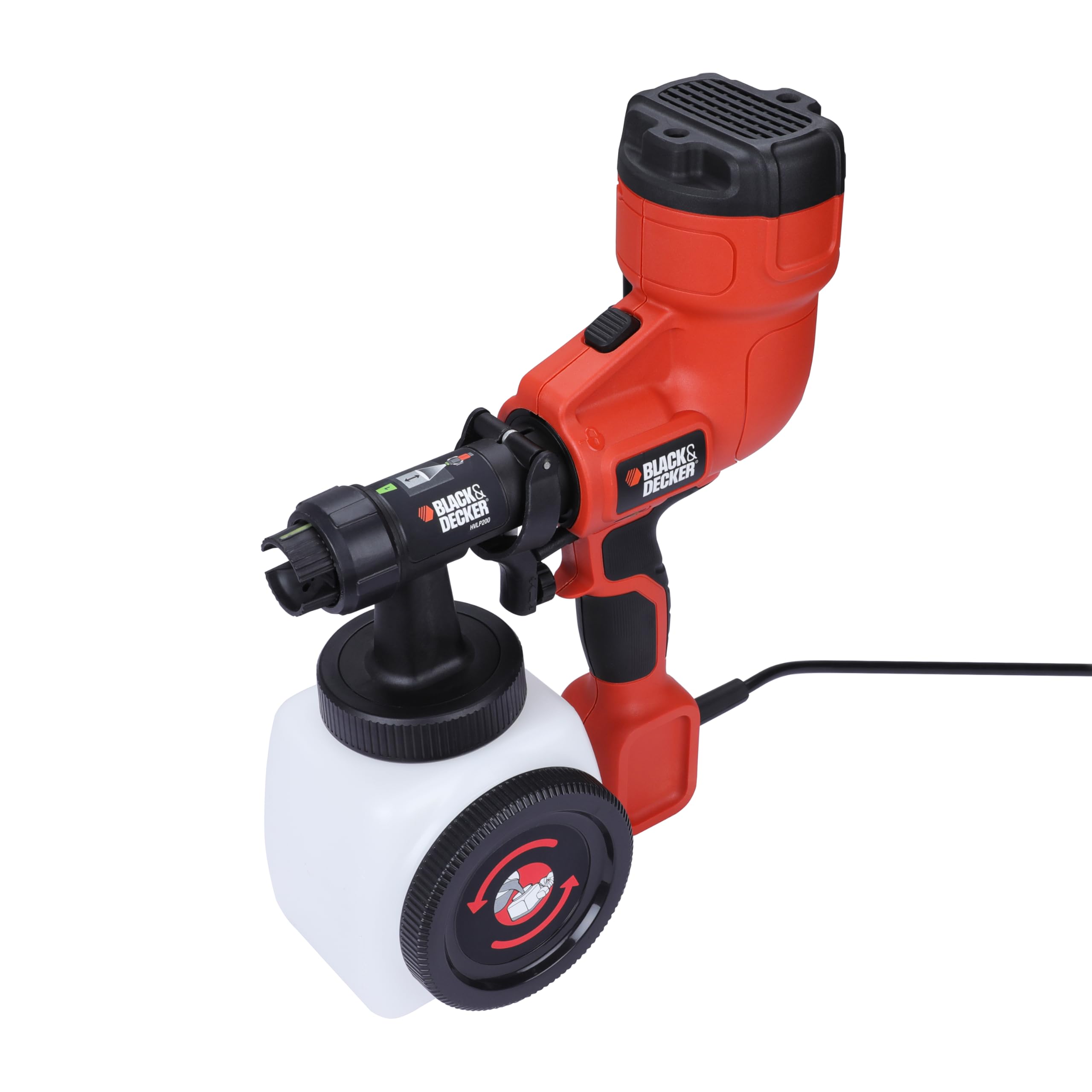 Black & Decker, Ręczny pistolet natryskowy, moc 400 W, kanister 1200ml - regulacja przepływu farby, agregat do malowania, HVLP200