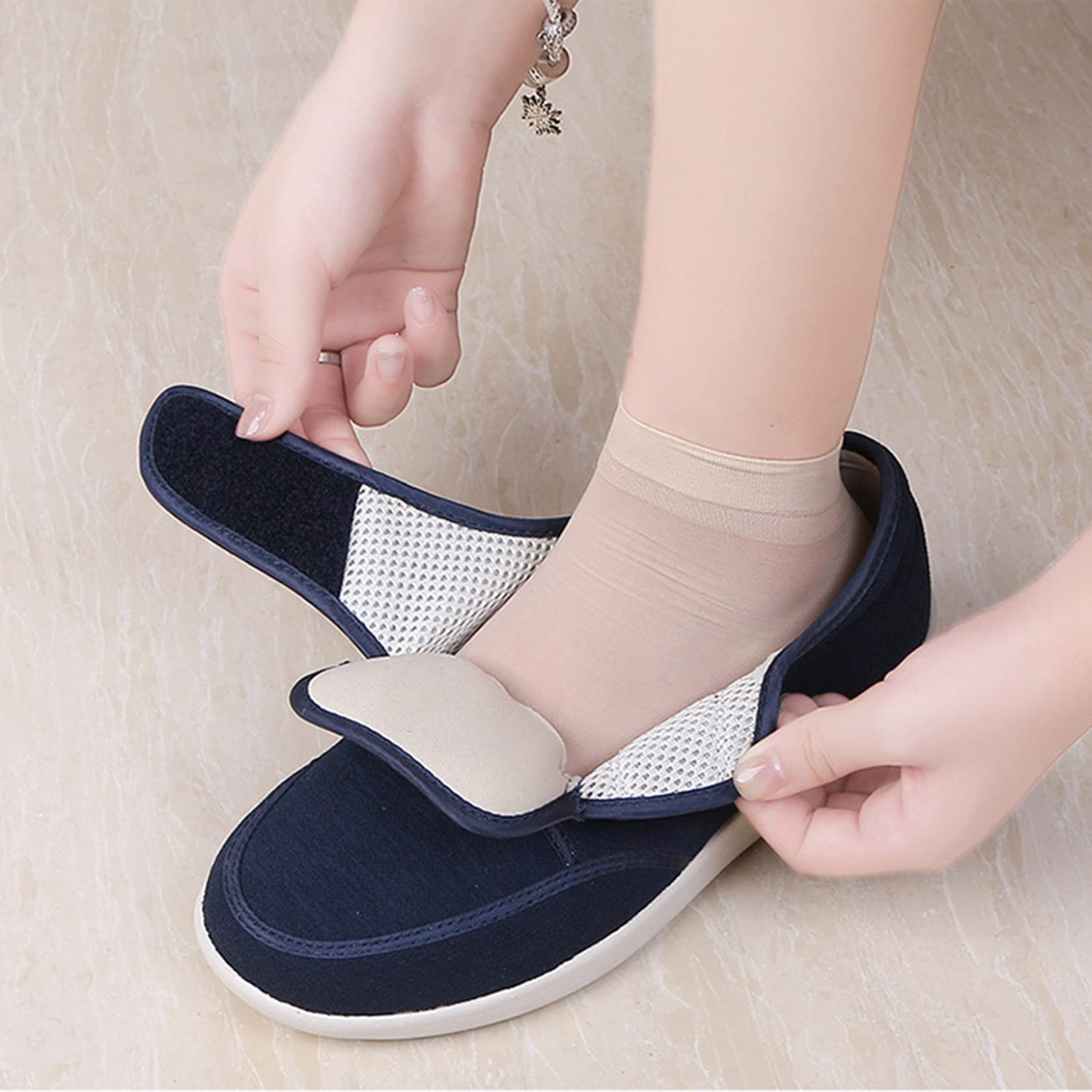 Dames Diabetisch Oedeem Pantoffels, Winter Warme Antislip Platte