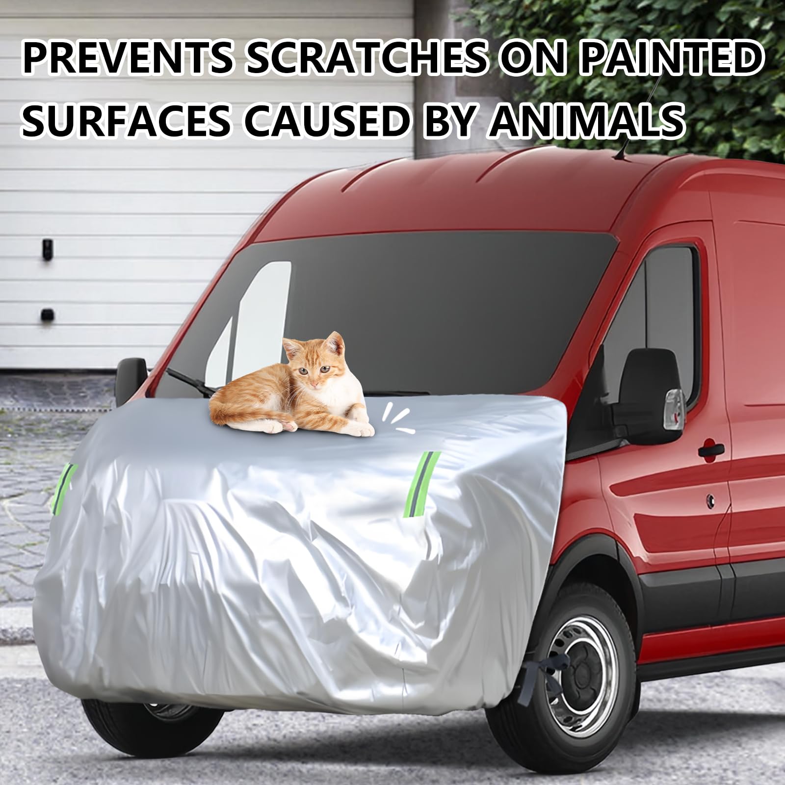 Vordere Halbe Autoabdeckung Motorhaubenabdeckung mit Reflektierenden Riemen für Ford Transit Van Mercedes Sprinter FIAT Ducato Renault Master