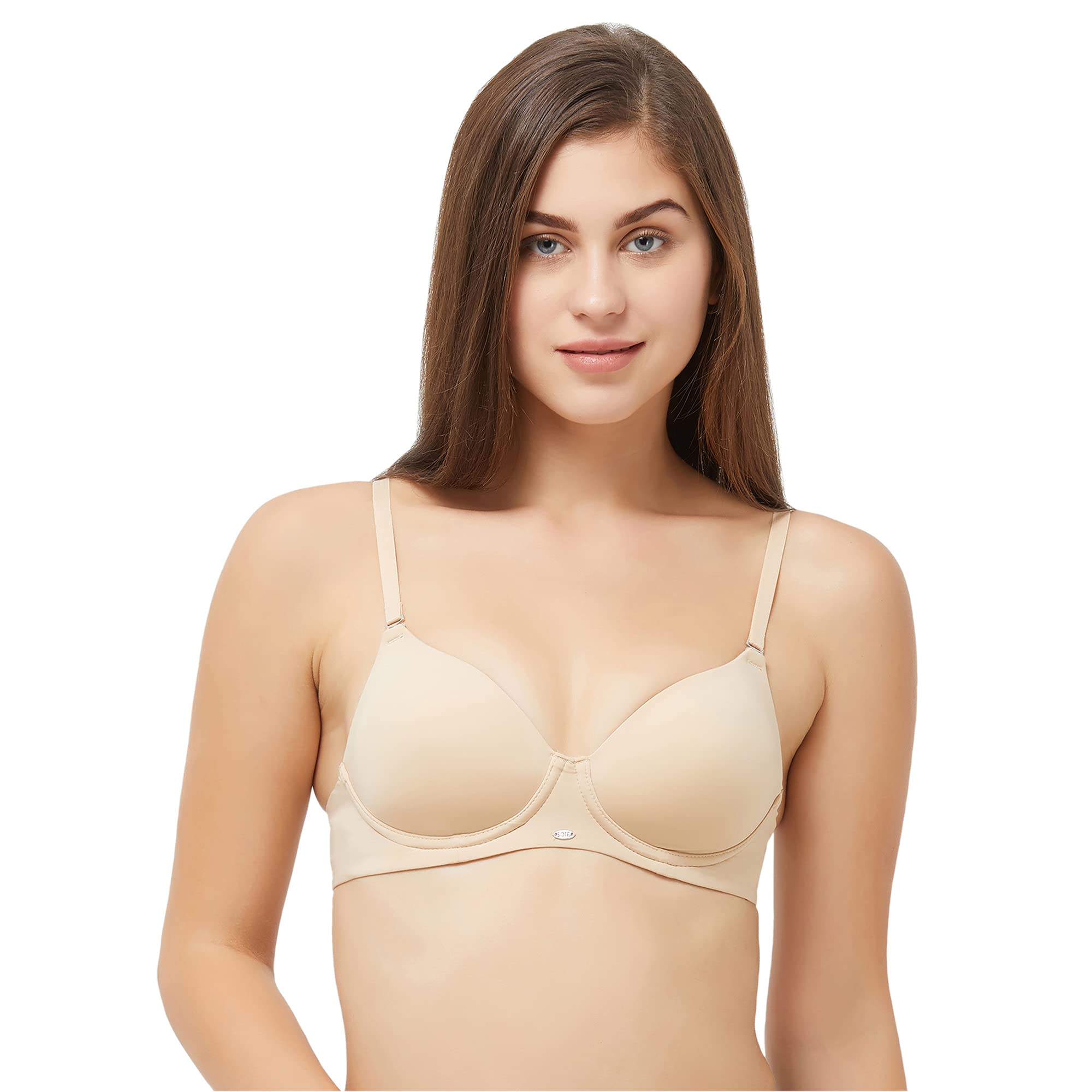 Women's Padded Non-Wired T-Shirt Bra with Detachable Straps | Medium Coverage, Seamless Fit, Everyday Comfort Bra for Women-image-3