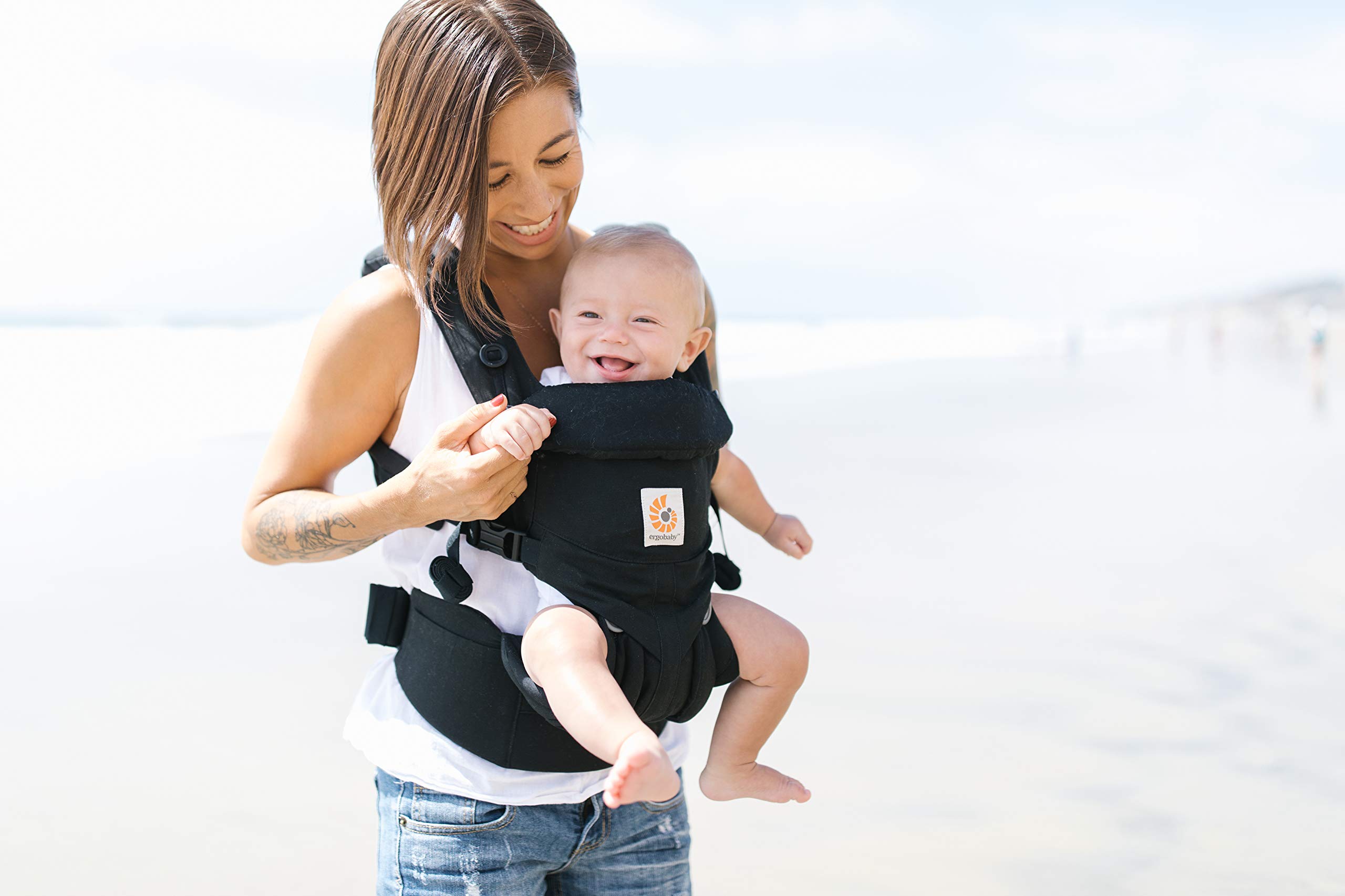 Ergobaby Mochila Portabebe Omni 360 - Negro Puro - Mochilas Portabebé | Portabebés de 4 Posiciones de Algodón 100% de Primera Calidad con Soporte Ergonómico - de 3,2 a 20,04kg, Pure Black