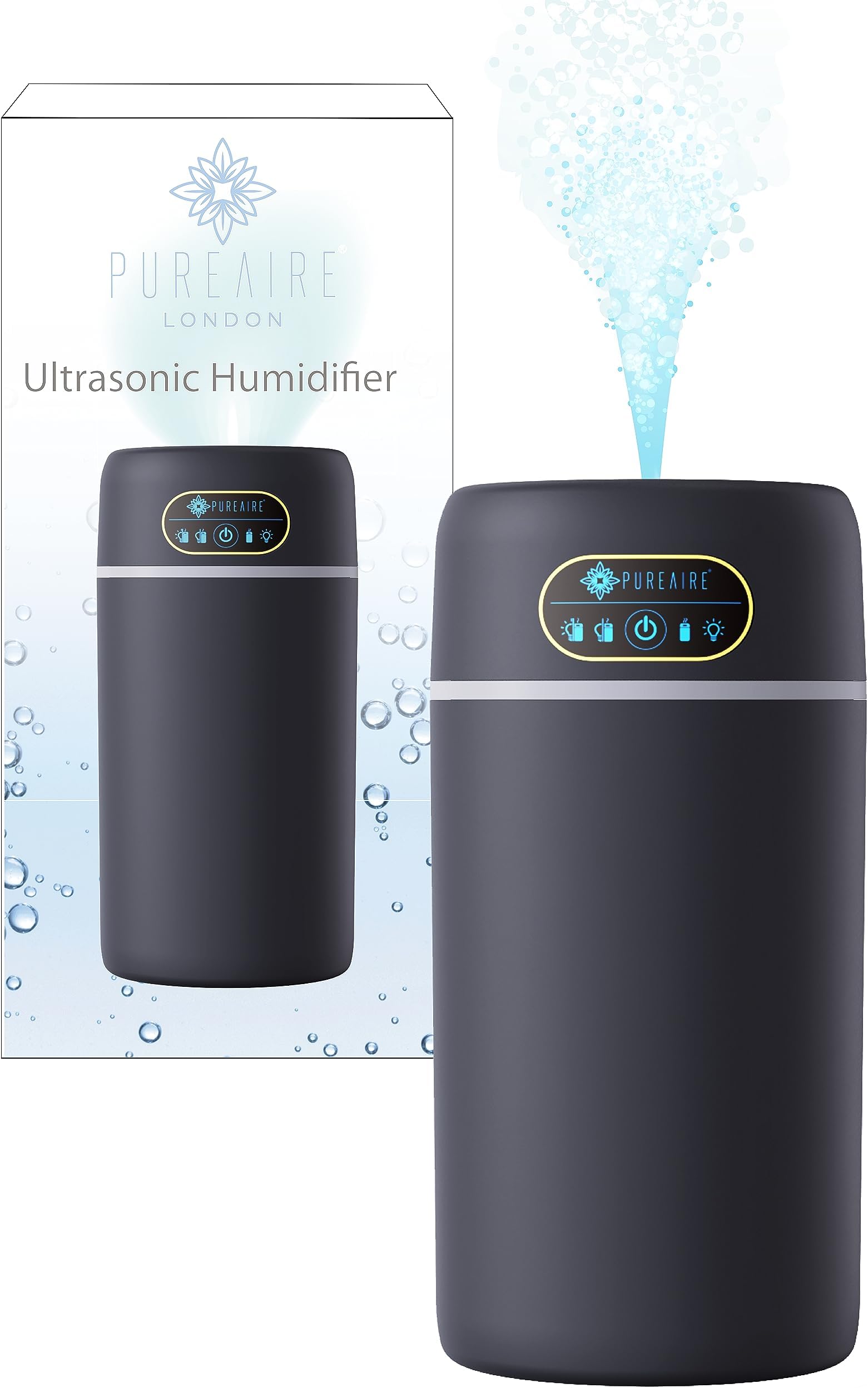 Cool Mist Humidifier for Bedroom & Home Office, Colour LED Ultrasonic Air Diffuser with High Capacity 800ml Water Tank & USB - Black Nursery Unit Room Essentials & Car Diffusers for Home