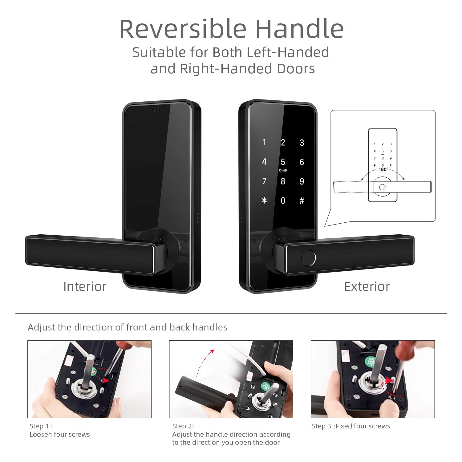 Buy Keyless Entry Door Lock Smart Biometric Fingerprint Door Handle ...
