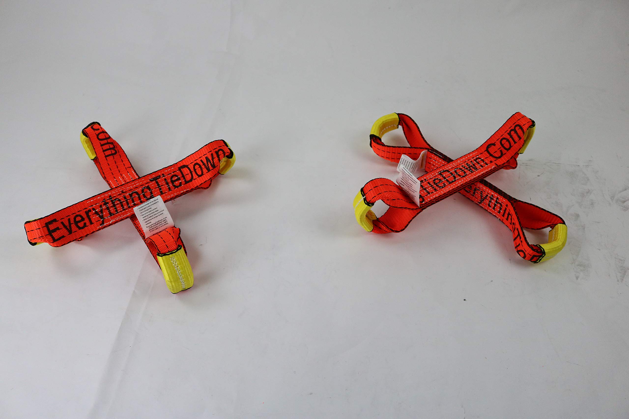 8 Point Kit 14' Heavy Duty Orange Tecnic Strap Kit for Rollback/Flatbed Tie Downs with Twisted Snap Hook