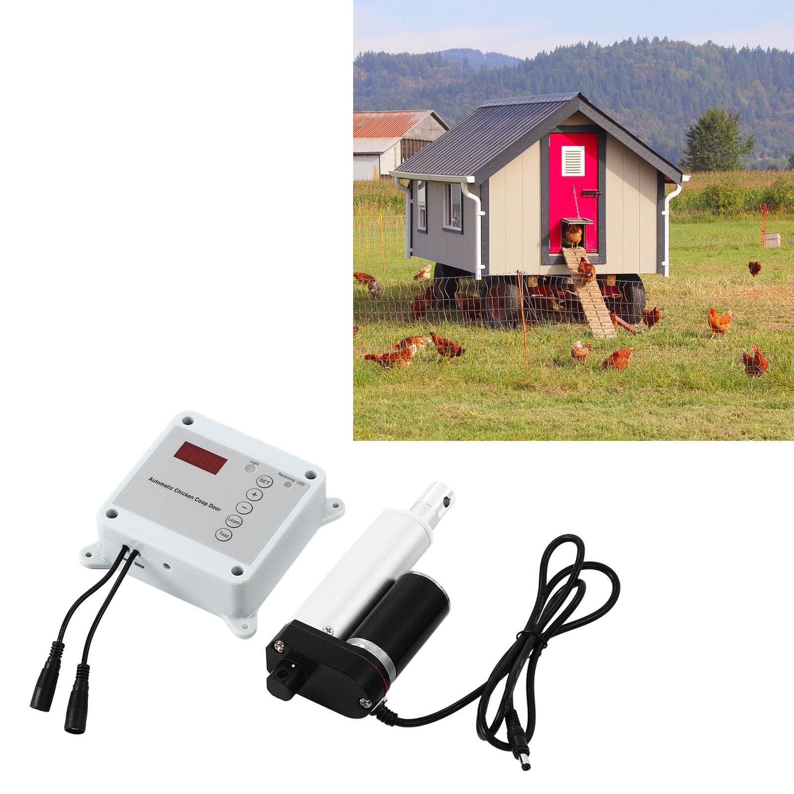 Abrepuertas Automático para Jaula de Pollo con Temporizador, Sensor de Luz y Control Remoto para Suministros de Hábitat de Aves de Corral de Ganso de Pato de Granja, Aleación de (Enchufe UE 100‑240V)