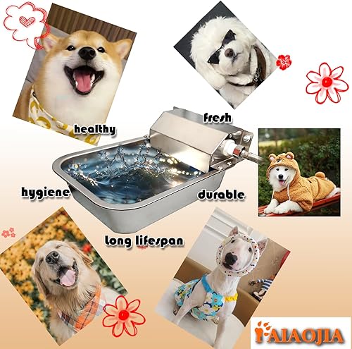 Miniatura 6 de Dispensador automático de agua para perros, 2 galones, tazón de agua para perros de acero inoxidable 304 para interiores y exteriores, cuenco de