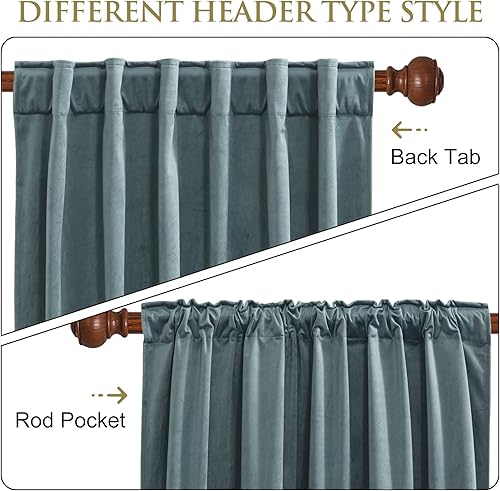 Miniatura 133 de StangH Cortinas verdes de terciopelo, cortinas extralargas para oscurecer la habitación del dormitorio, cortinas para sala de estar, cortina Verde