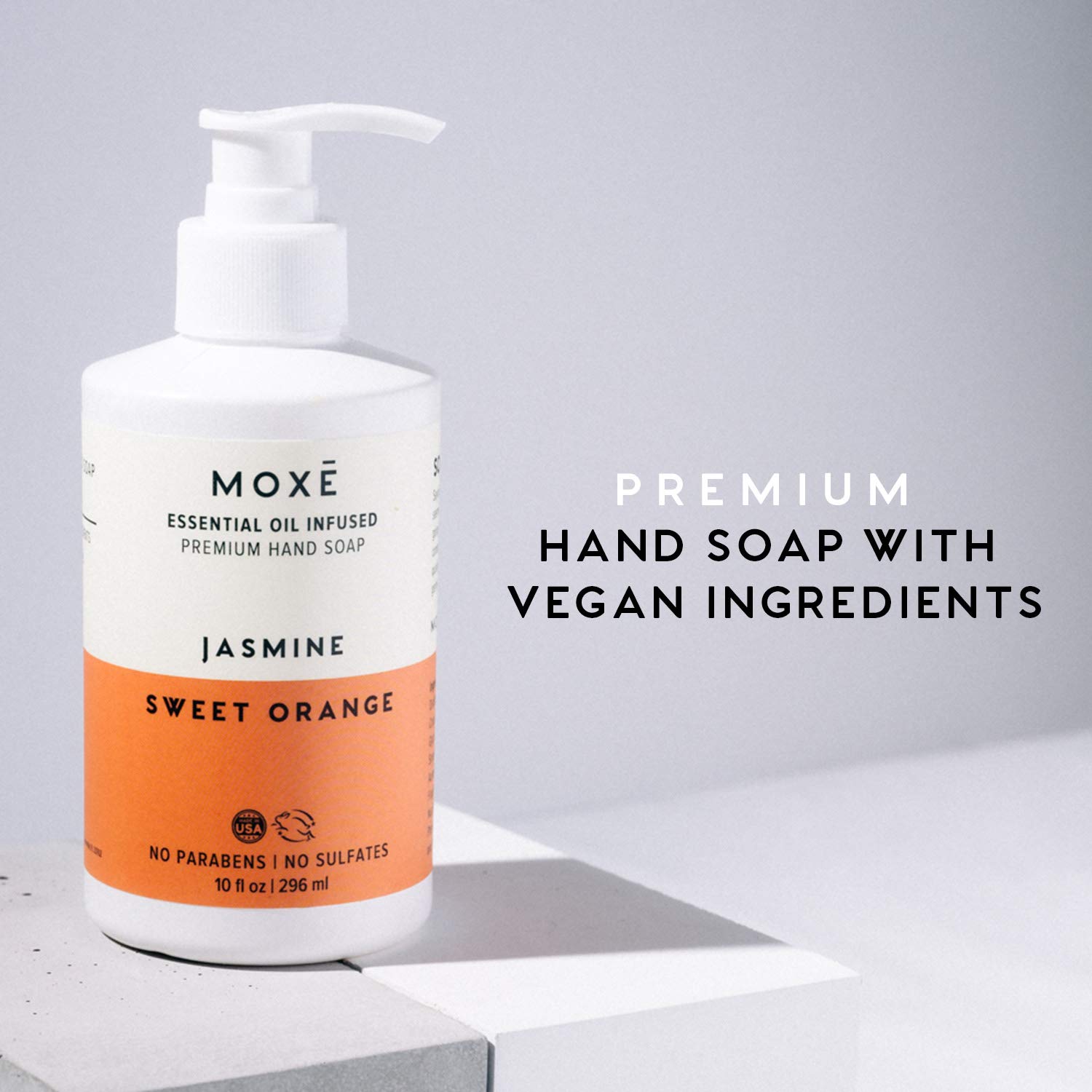 MOXĒ Liquid Hand Soap Jasmine & Sweet Orange - Moisturizing, Non-Irritating, Made with Coconut Oil, Aloe Vera, Essential Oils, Plant-Based Ingredients (10 Ounces x 4 Bottles) : Beauty & Personal Care