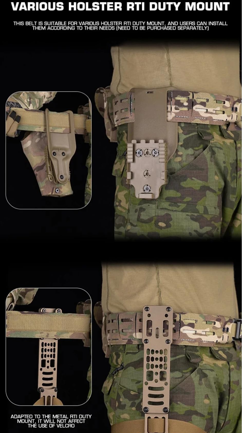 Peminkoo Pasek taktyczny MOLLE 2 w 1 lekki myśliwski wojskowy pas bojowy z szybkozłączką metalowa klamra airsoft strzelanie męski pasek