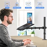 suptek Monitor Tartó Laptop Állvánnyal Teljesen Állítható 13-27 Hüvelykes Képernyőkhöz Fekete Asztali Monitorkar 40cm Rúddal 3