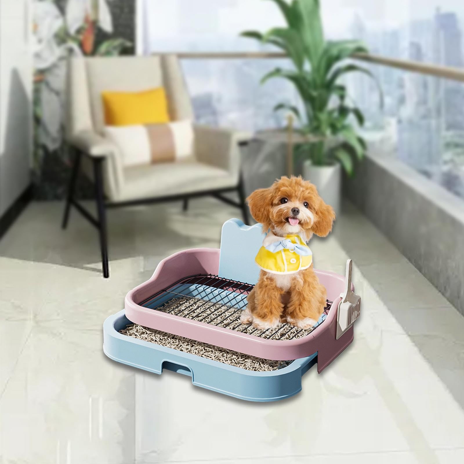 Inodoro para Perros Bandeja Sanitaria Reutilizable con Base Estable Fácil de Limpiar Mantiene Seco El Entorno Adecuado para Casas Pisos Dormitorios I
