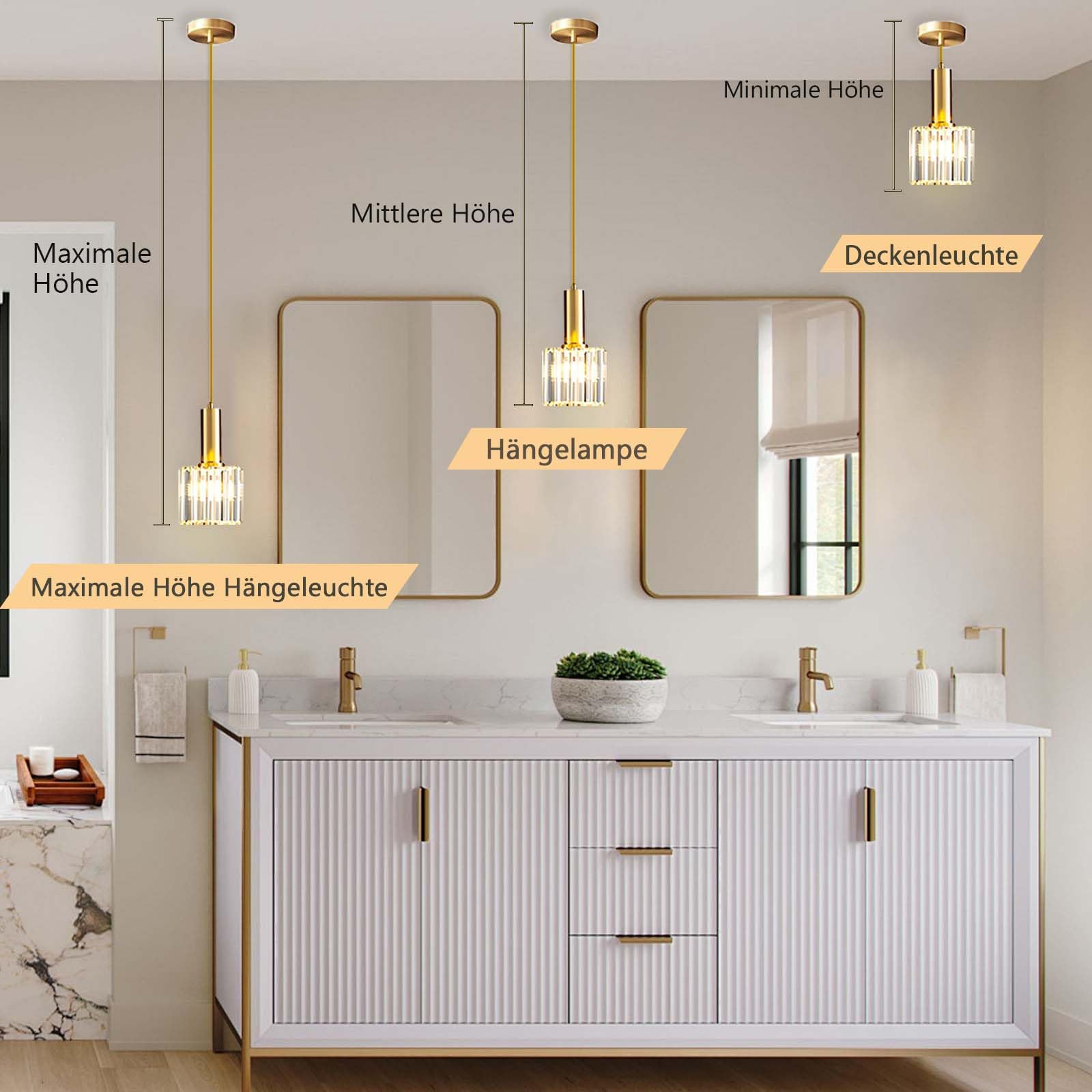 Moderne Mini Kristall Pendelleuchte für Küche Insel Esszimmer Schlafzimmer,Gold Kristall Decke Lampe Hängelampe(1-Flammig)