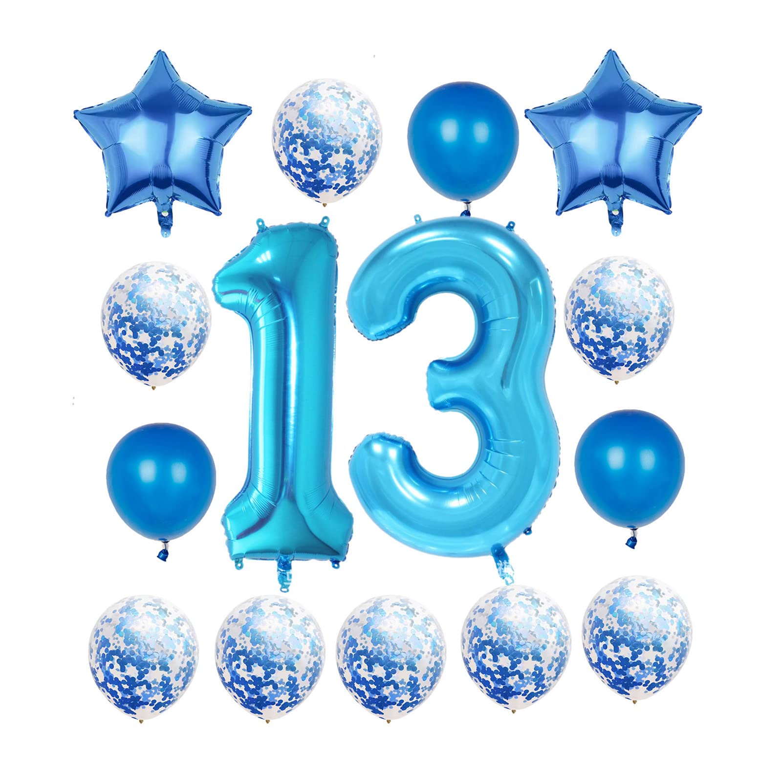 13th Birthday Decorations Party Supplies,Blue Number 13 Balloon,40 Inch Giant Foil Mylar 13th Balloons Decorations for Boy Girl,Large Helium Numbers