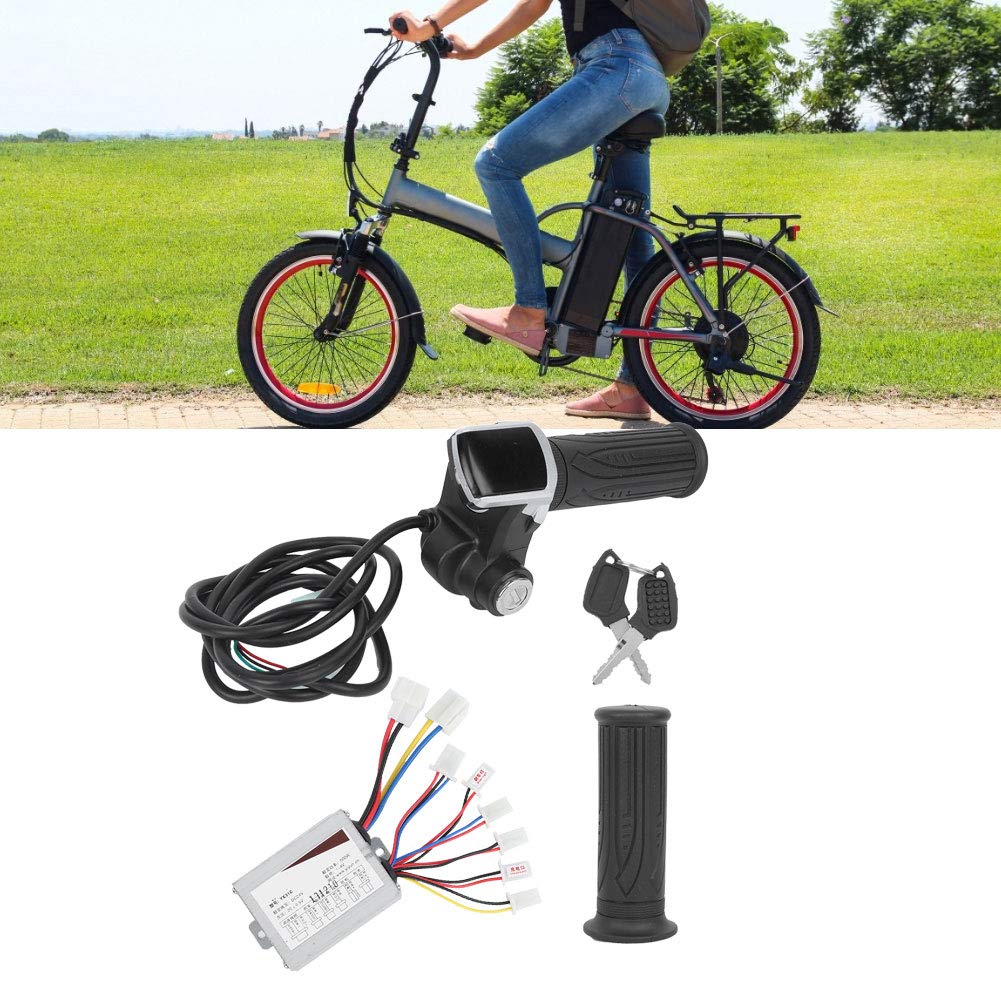 Poignée d'accélérateur de vélo électrique 24V 500W, Accessoire de contrôleur brossé avec 9 lumières et Verrouillage