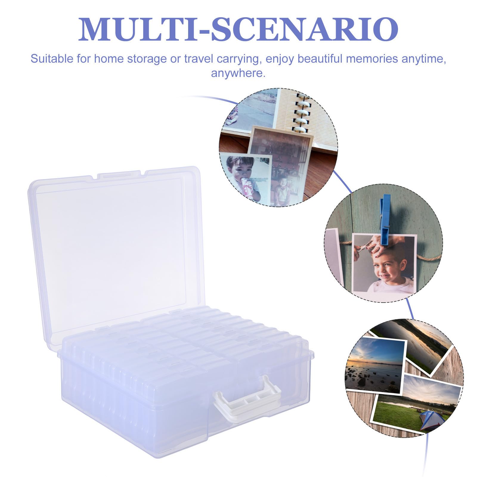 Toyvian Scatola Porta Foto e Manico in Plastica Leggera e Portatile con 18 Scomparti Interni Organizer per Foto 4x6 per Organizzazione di Cancelleria e Viaggi