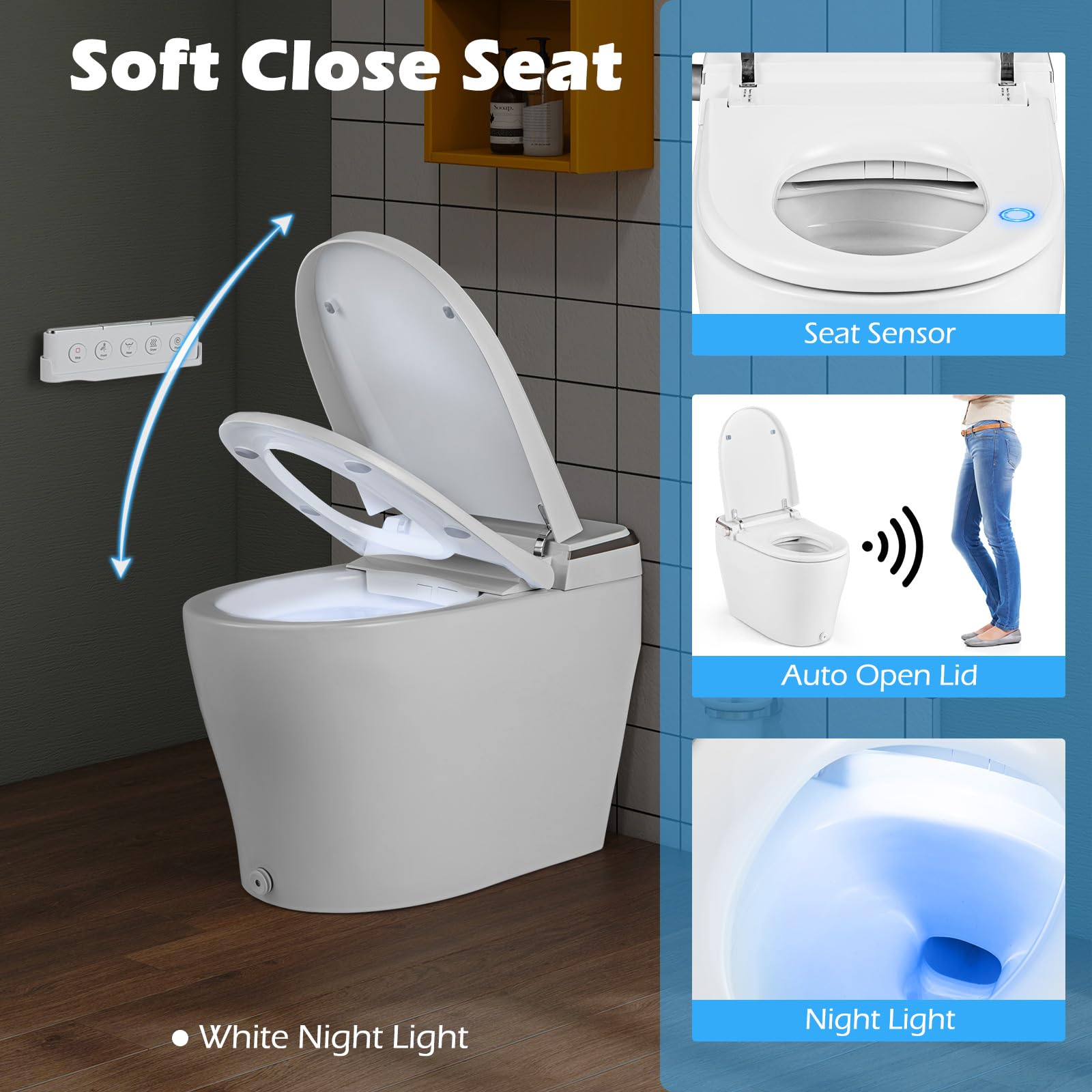 Giantex Smart Toilet with Bidet Built In, Heat, Dryer, Night Light