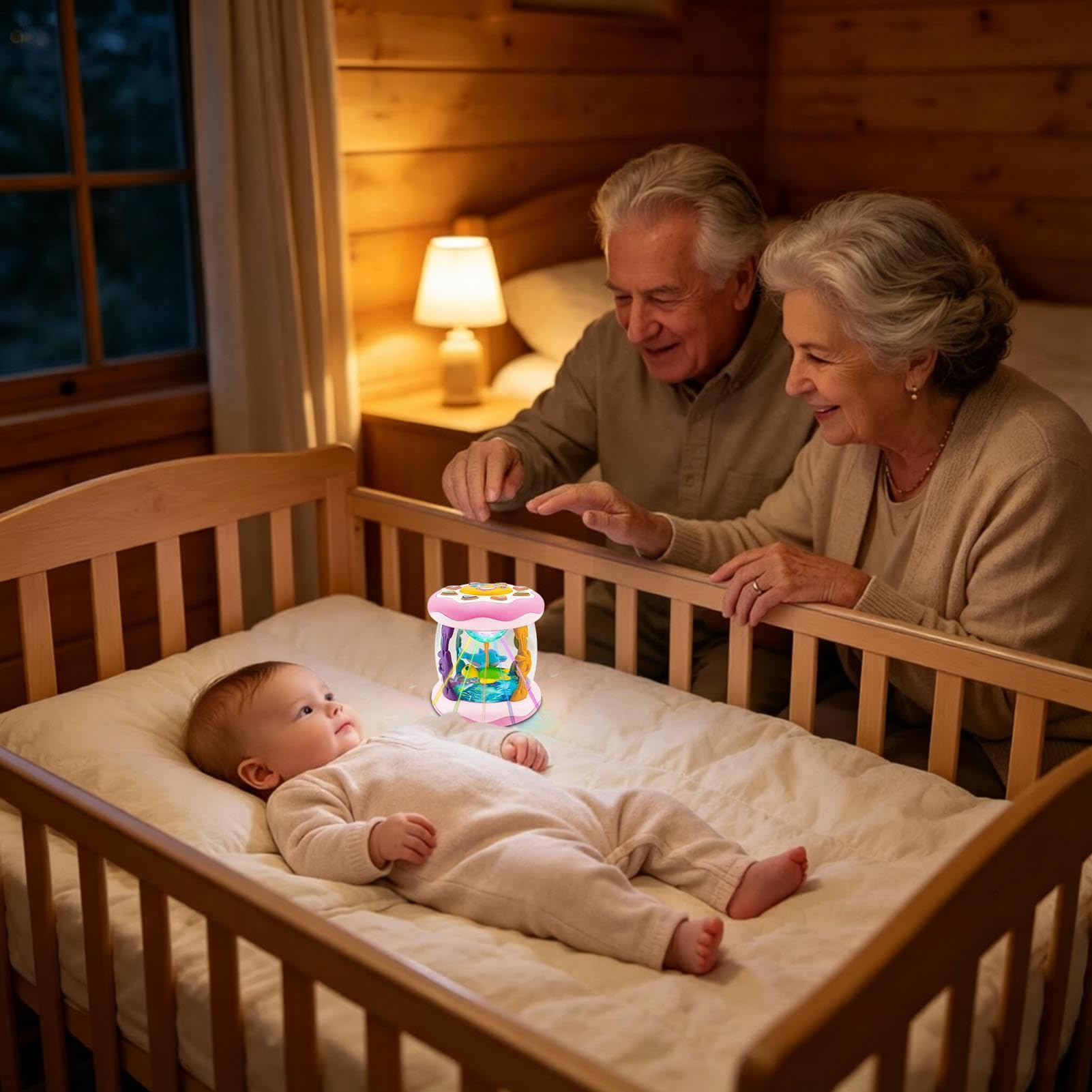 Generisch Juguete musical giratorio de 360 ° con luz de color