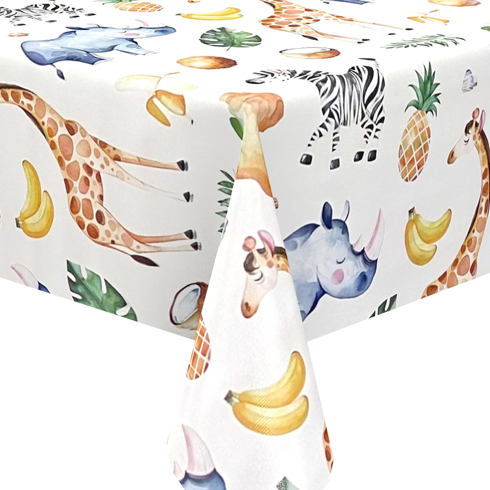 QPC Direct Zoo Safari Animals PVC Oilcloth Table Cover Vinyl Tablecloth 135cm (53") Diameter Round