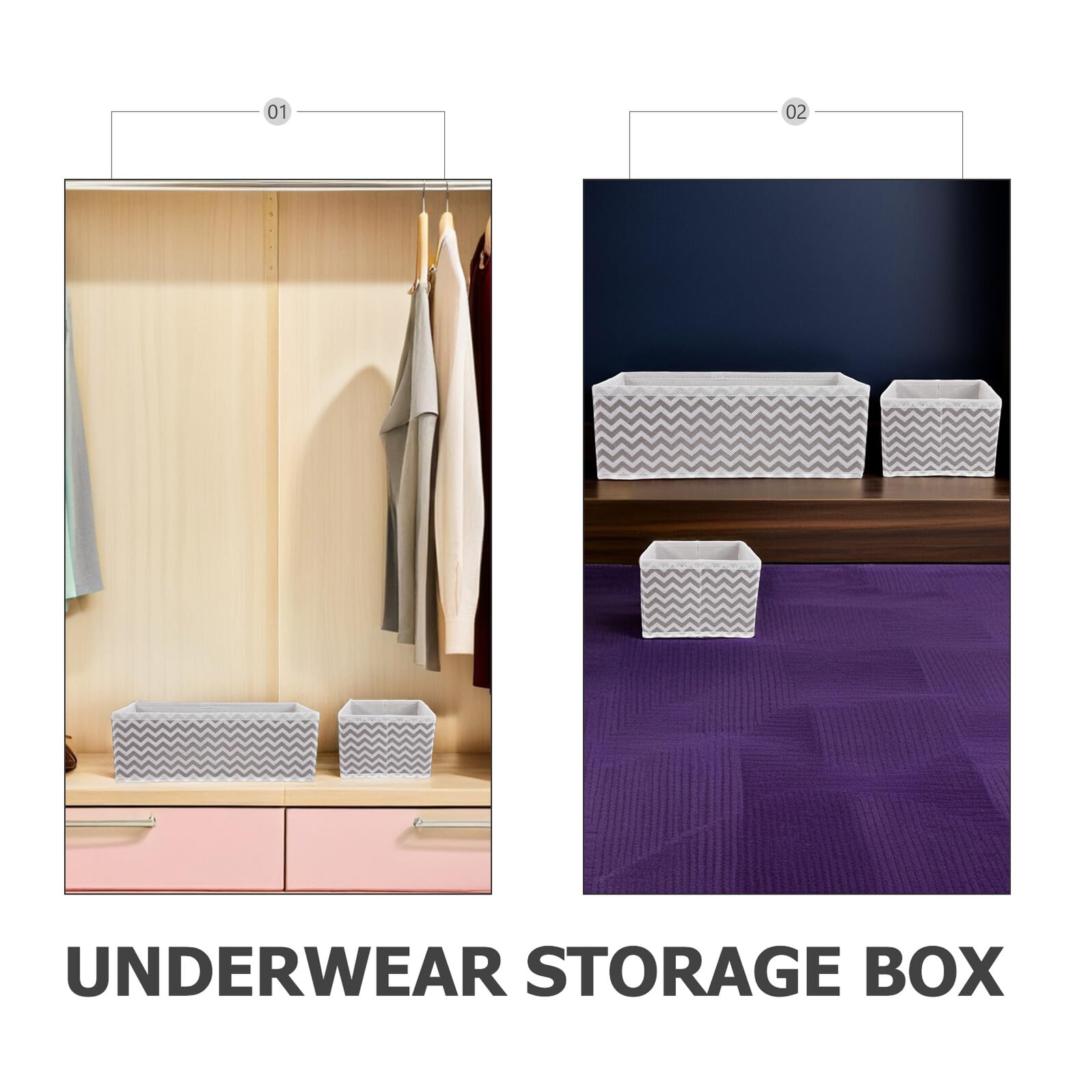 TOYANDONA Organizer per Cassetti Pieghevole Non Tessuto Set 12 Pezzi 4 Grandi 8 Piccoli per Biancheria Intima Calze e Accessori Divisori per Armadio Cassettiere e Guardaroba