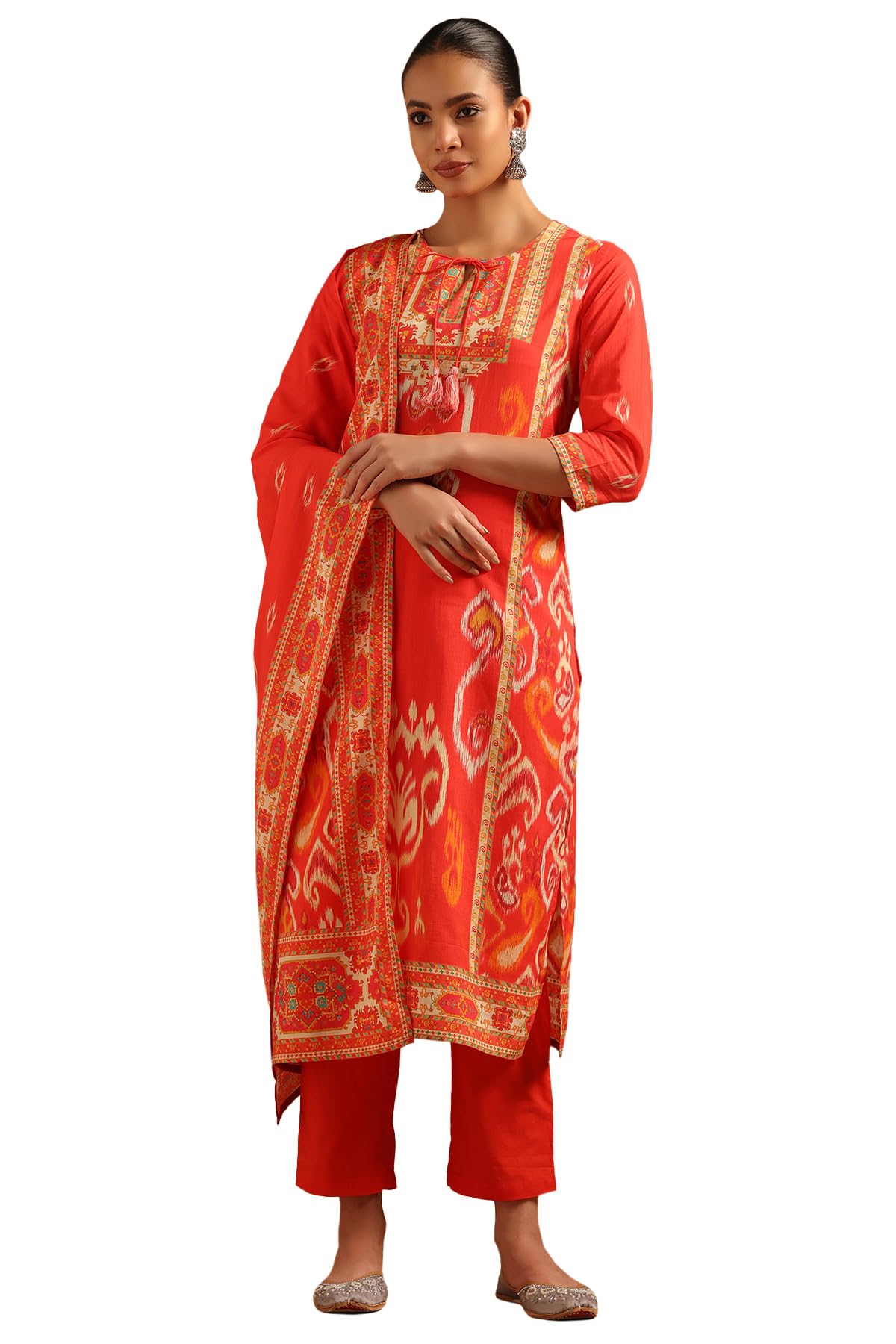 Womens Cotton Ikat Print Salwar Suit-image-46