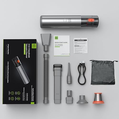 Miniatura 8 de Minthouz Aspiradora portátil sin cable, 3 en 1, succión fuerte que combina aspiración, soplado y bombeo, filtros HEPA, ligero para automóvil, hogar,