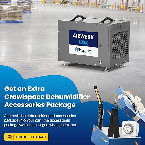 Miniatura 2 de BaseAire - Deshumidificadores de 220 pintas con bomba y manguera de drenaje, deshumidificador comercial para el hogar, garaje y sótano, gran