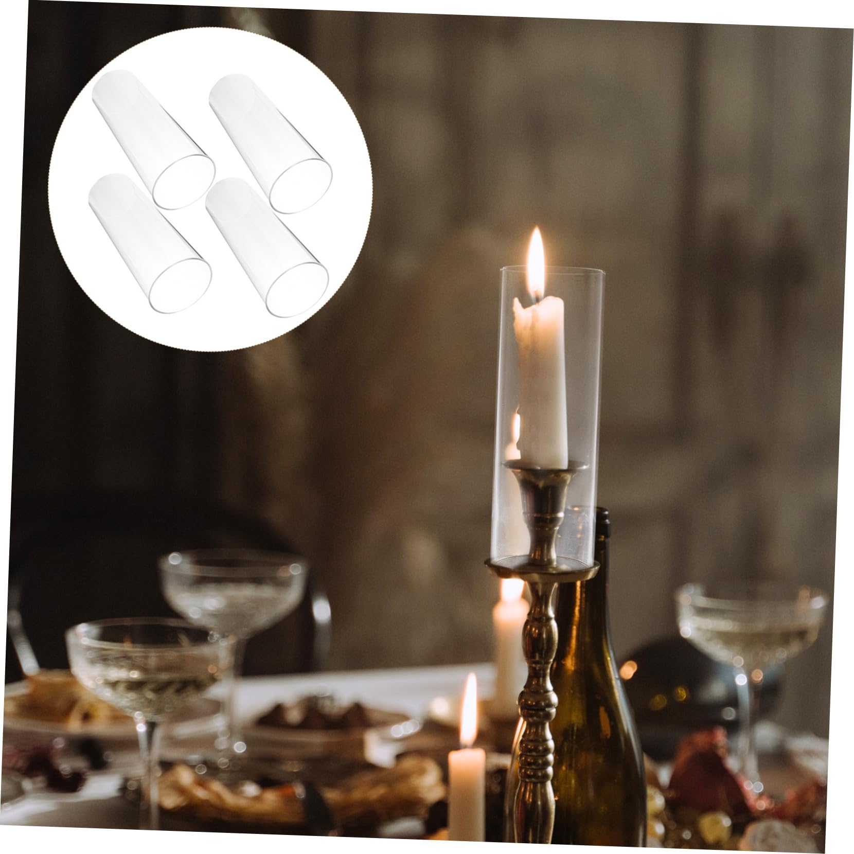 GLEAVI Coperchio Candela Antivento 4 Pezzi in Vetro Borosilicato Trasparente per Decorazioni per Candele e Piccoli Decori, Uso Fai da Te