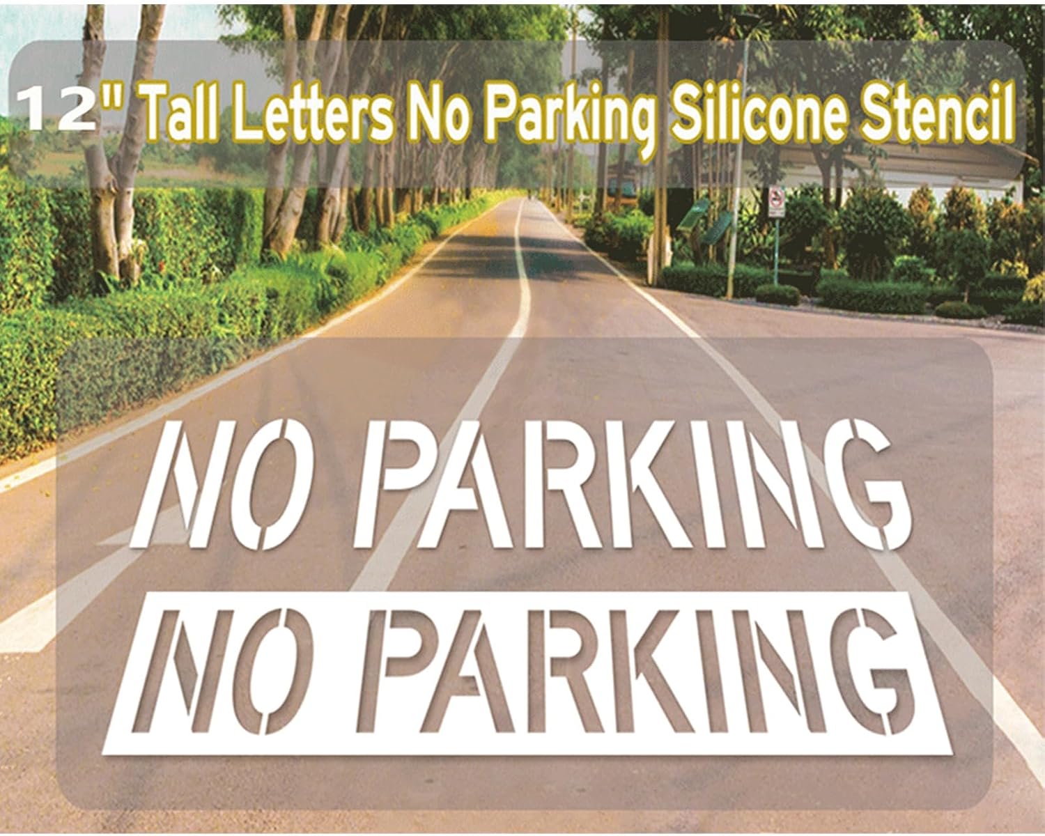 89x15.8Inch Fire Zone Marking Stencil Oversized Parking Restriction Templates Flexible Silicone Templates for Driveways Asphalt Concrete Stencil