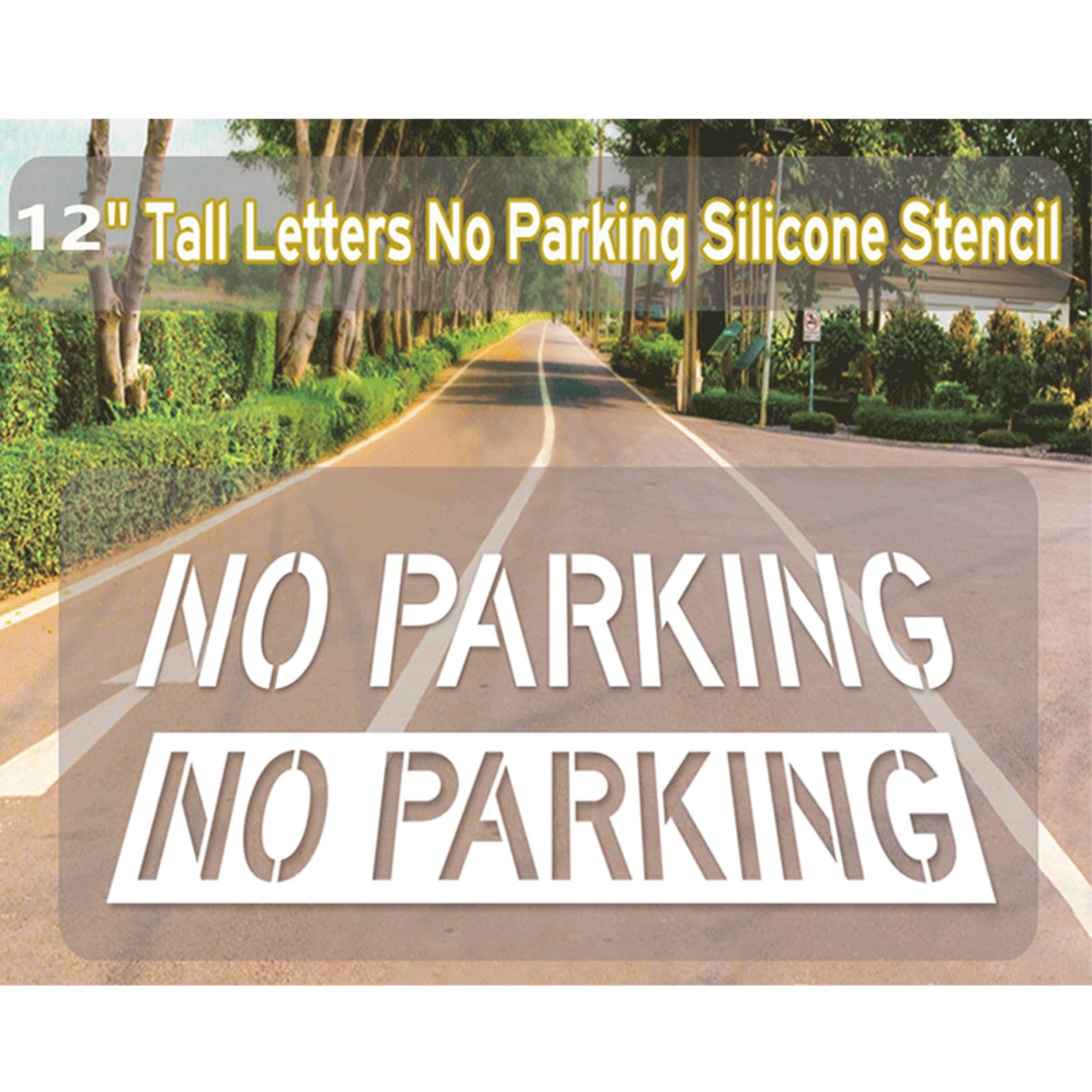 Greabuy Silikonschablone mit Parkbeschränkung, 30,5 cm, flexibel, waschbar, Zeichenschablonen, 220 x 40 cm, Straßenmarkierungswerkzeug, Spurschablone