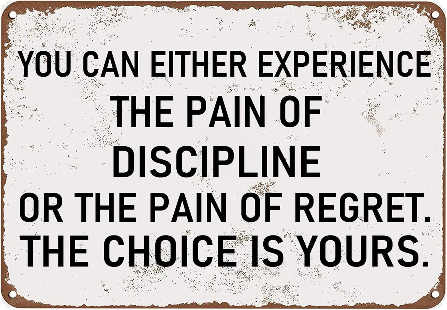 SMAZDFXX You Can Either Experience The Pain Of Discipline Vintage Metal Sign, Motivational Wall Art Posters Retro Tin Sign for Home Office Yard Bar Pub Cafe Man Cave Tin Plaque 8"x12"