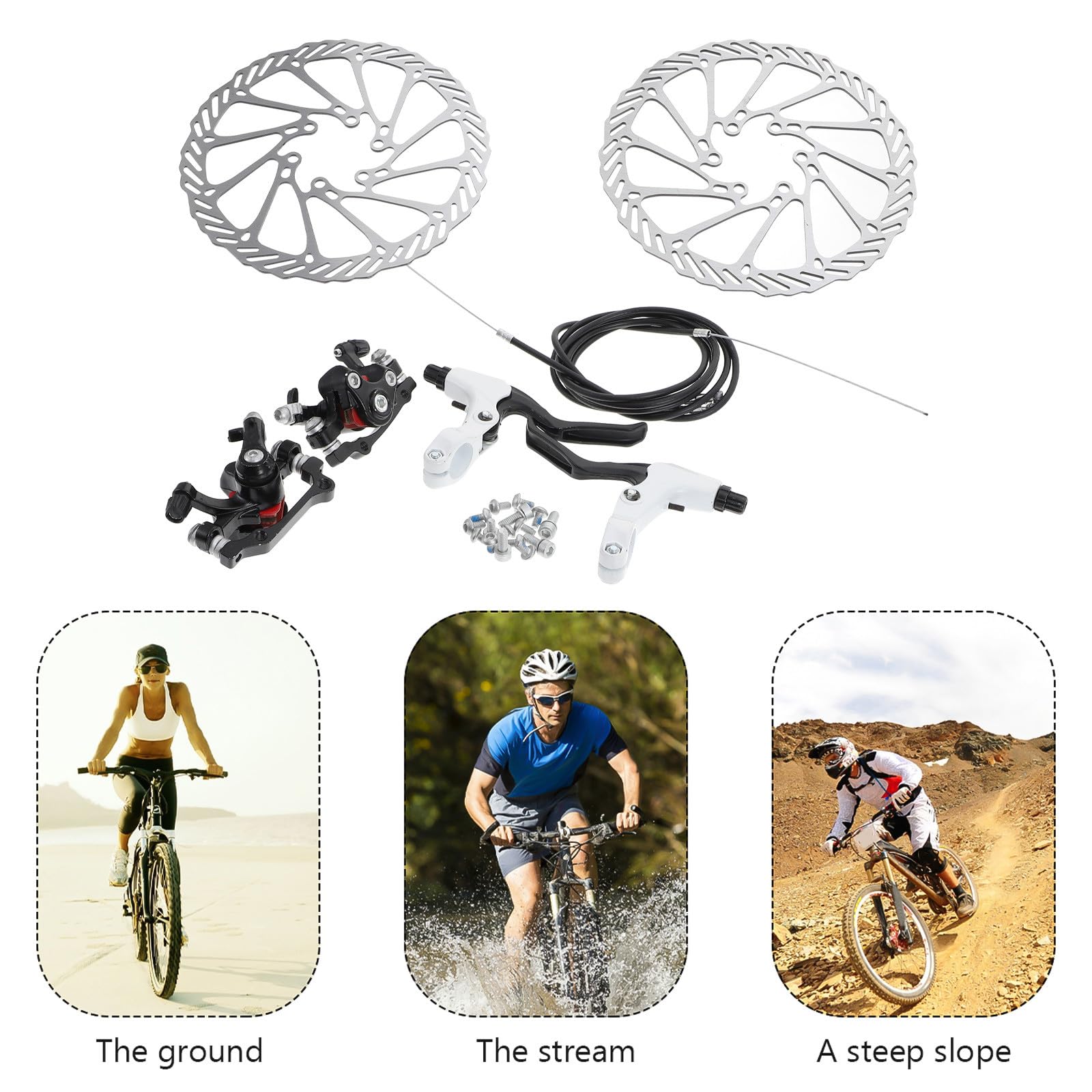 Abaodam Juego de Frenos Hidráulicos Material Metal y Plástico Diseño Hueco y Soporte Multi-Radial para Bicicleta Adecuado para Ciclismo en Exteriores