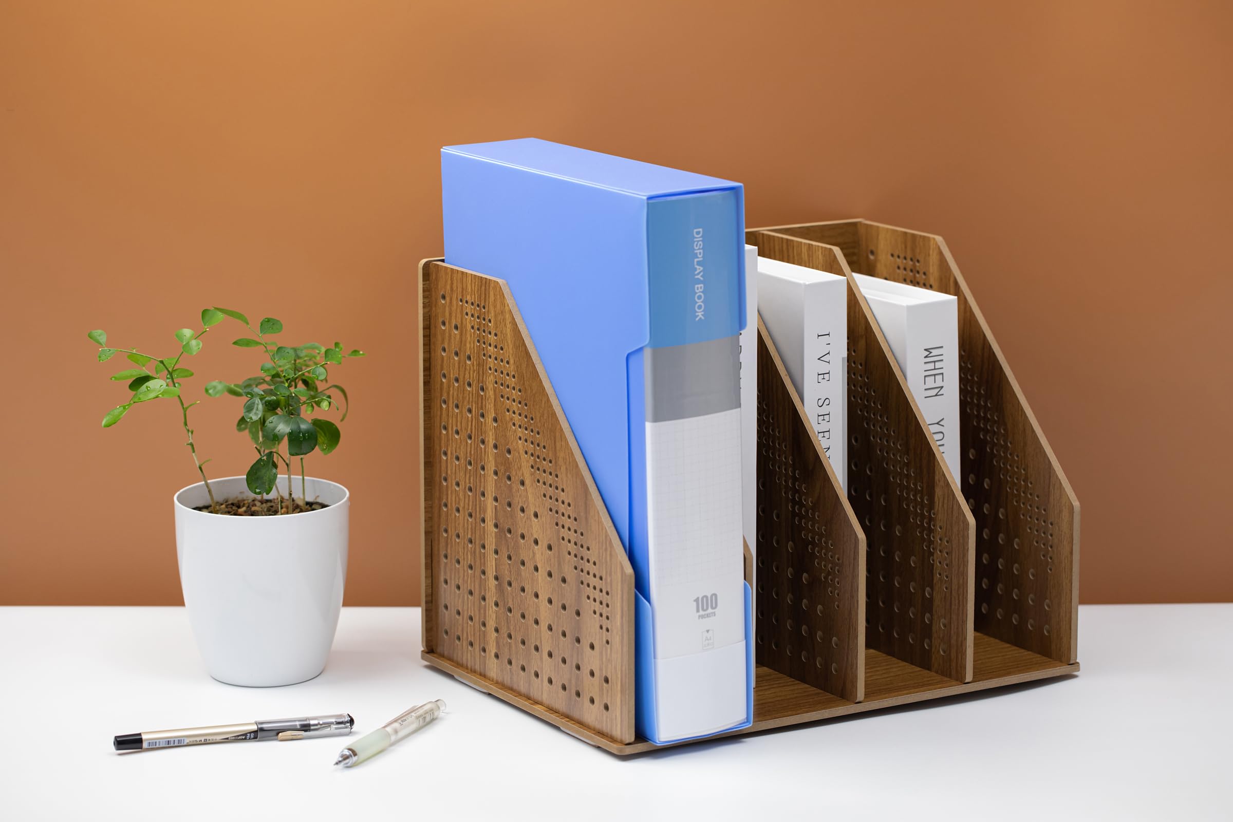 Porte-documents en Bois Fabriqué à la Main : Ensemble d'Organiseurs de Bureau, Supports de Fichiers et Serre-livres - Parfait pour le Rangement