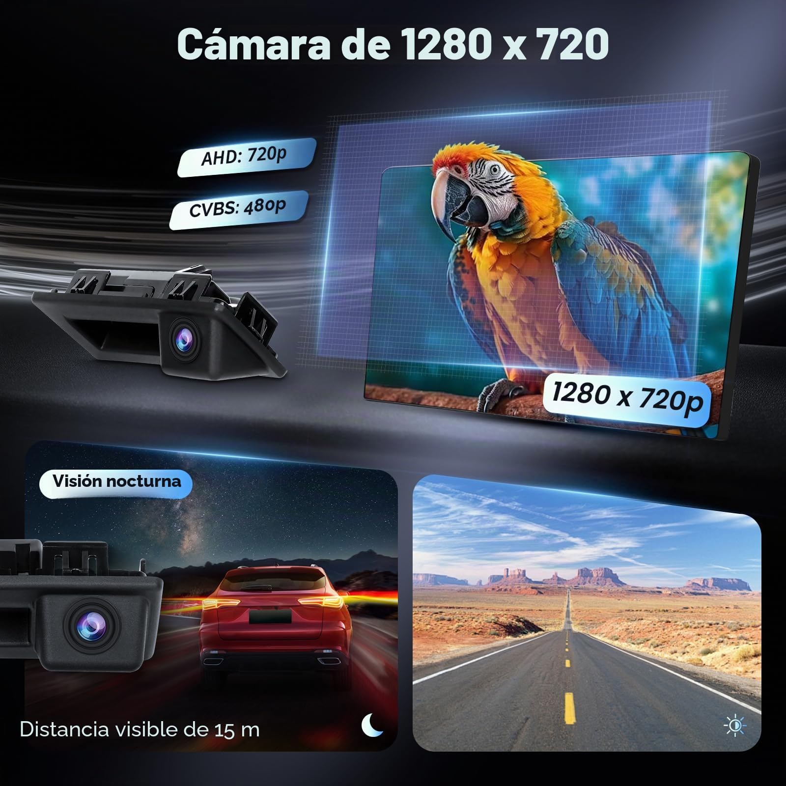 Hodozzy Cámara para Vehículo de Visión Trasera Impermeable, Angular de 170° y Visión Nocturna Cámara de Respaldo para VW Passat/Touareg/Tiguan/Sharan, Audi A3 S3 A4L/Q7, Skoda Superb/Octavia