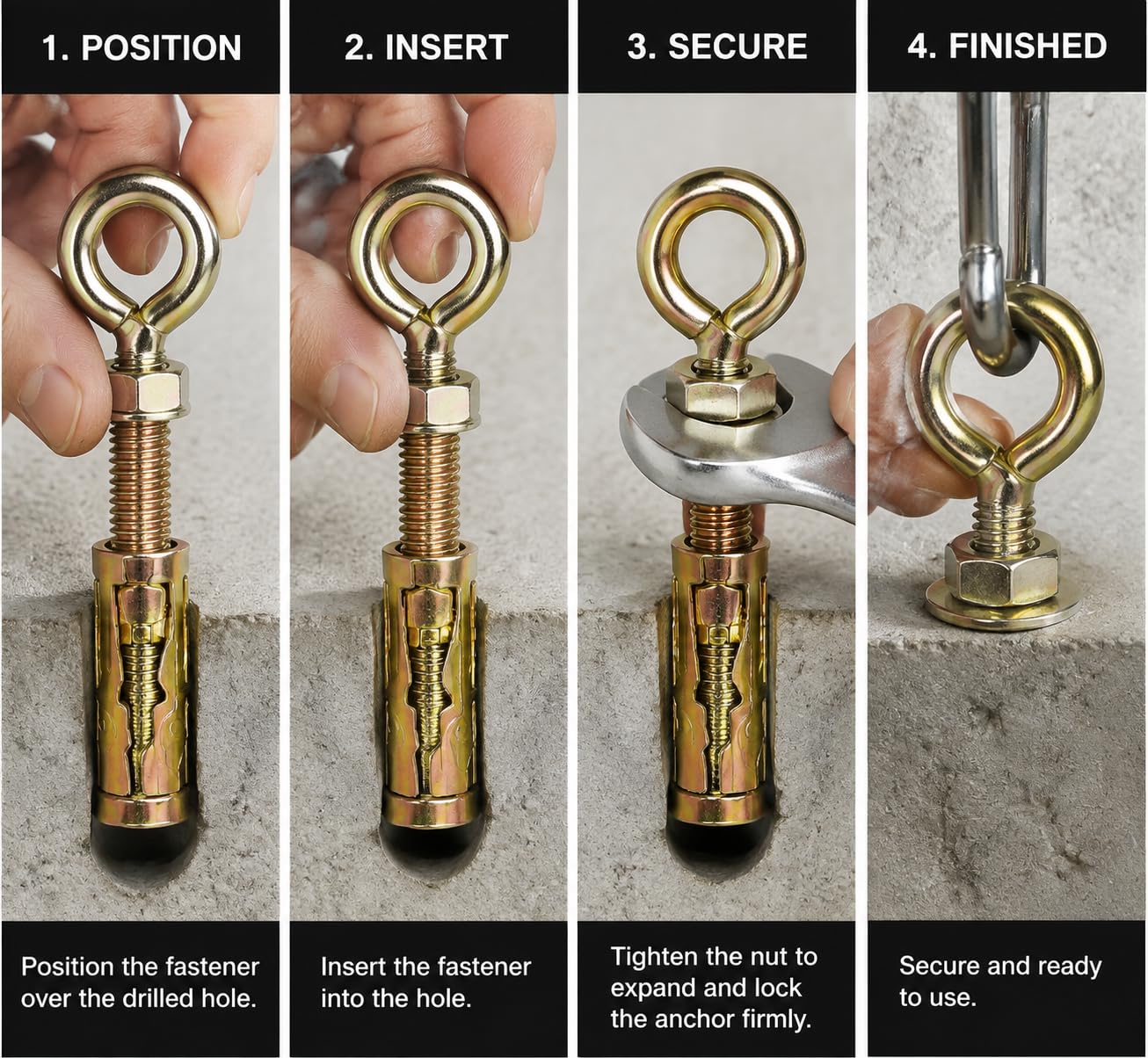 Pure Source India Swing Anchor Fasteners Hook for Hanging Swing, 12 mm, 6 Piece, Metal, Gold — Amazon image 3