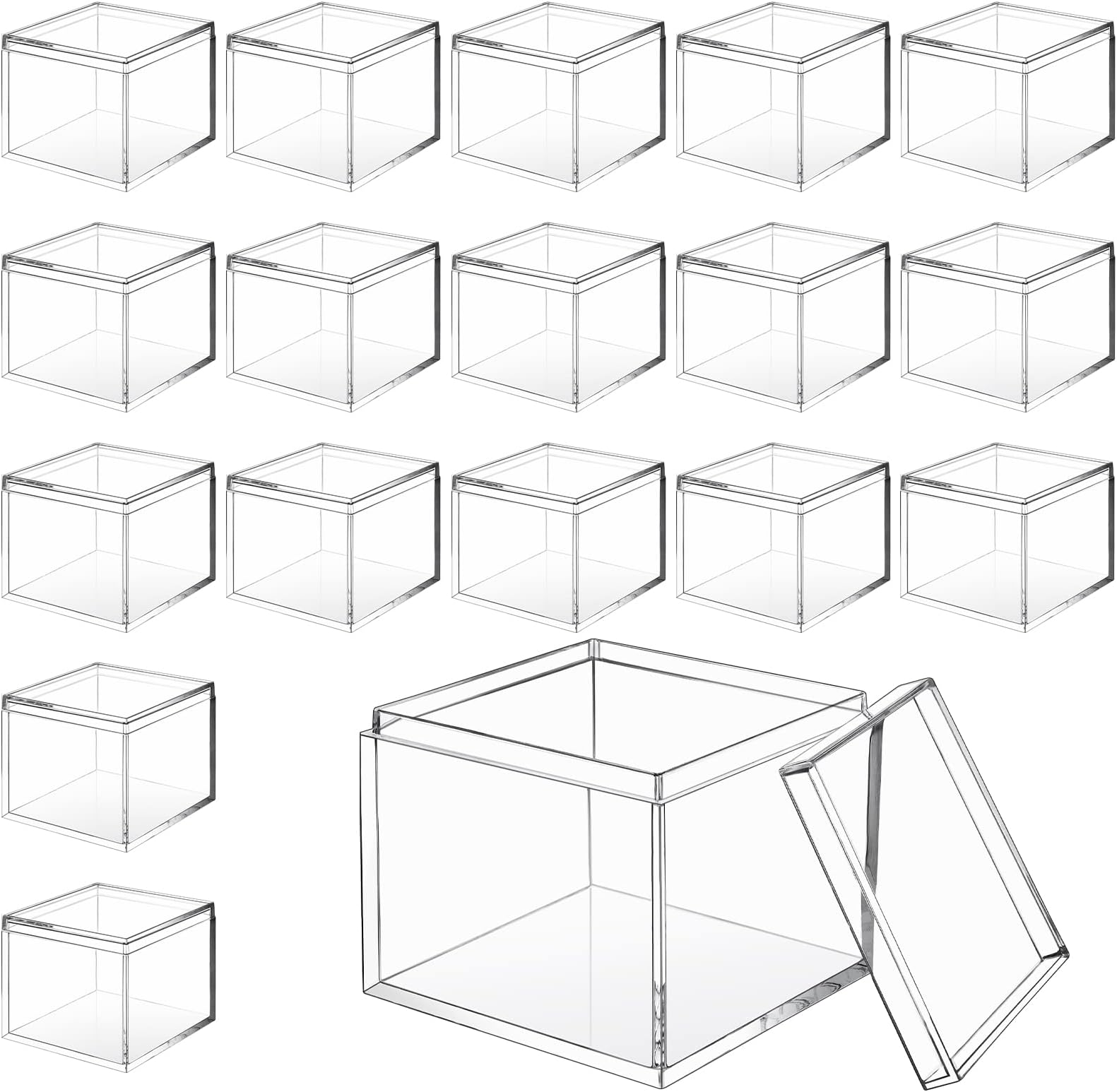 CHENGU 18 Pack Acrylic Boxes Clear Cube Small Square Storage Box with Lid Acrylic Display Small Container Clear Candy Cubes for Candy Jewelry Display(2.2 x 2.2 x 1.8 Inch)