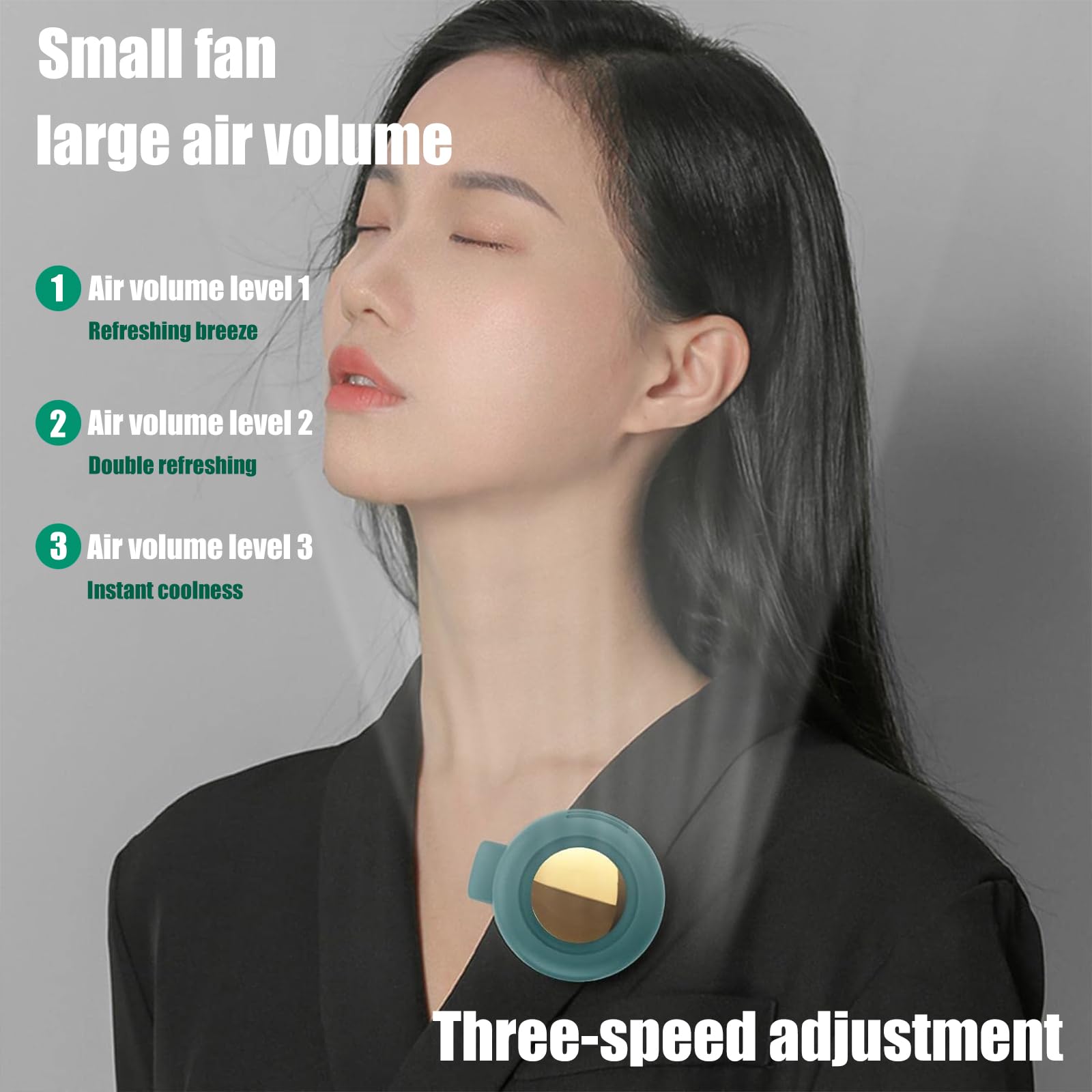 Portable Silent Mini Bladeless Electric Fan, 3-Speed Clip on Fan for Shirt, Small Clip Fans for Sports, Shopping and Outings (White)