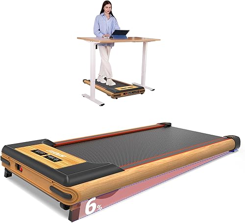 FUNRAY Caminadora con inclinación, para debajo del escritorio, máquina de correr de grano de madera para el hogar y la oficina, caminadora de