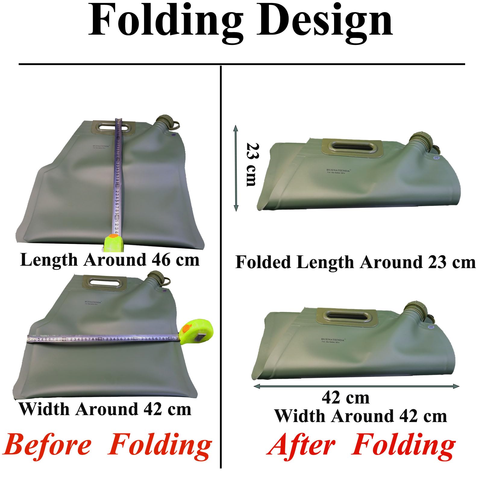 10L Faltbarer Kraftstoffkanister aus 2 mm TPU – Tragbarer Reservekanister mit 20 cm Schlauch – Auslaufsicherer Benzinbehälter für Auto, Motorrad, Camping & Notfa (Grün) (10L)
