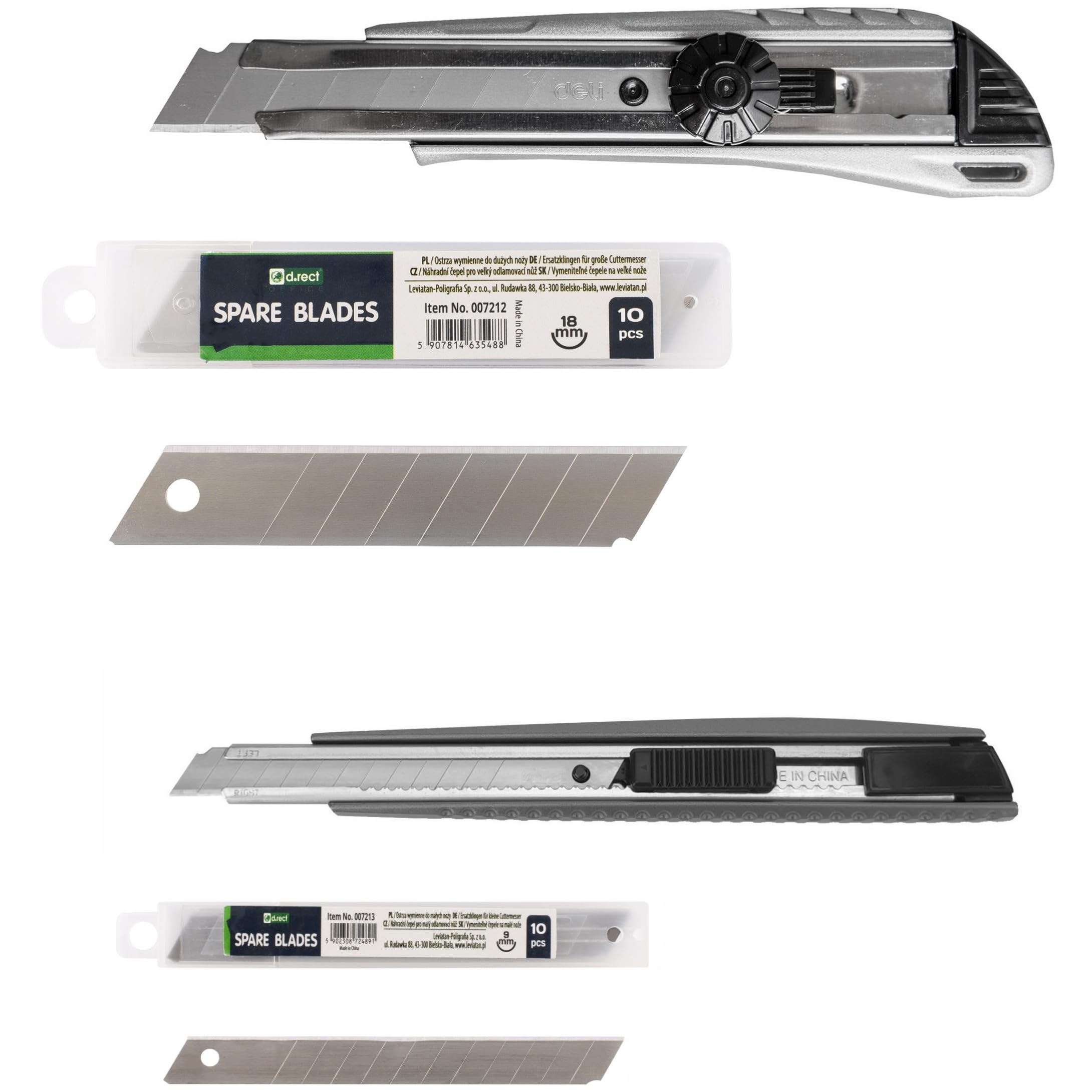 2 Cutters Professionnels 18mm Et 9mm - Avec 20 Lames Sécables D.RECT