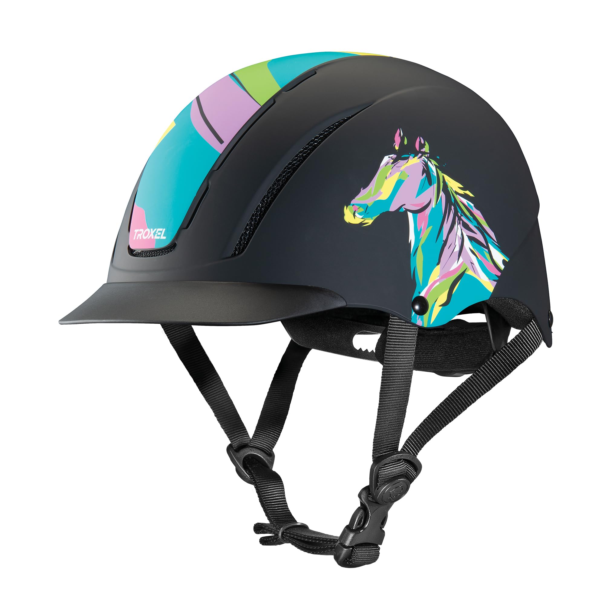 Troxel Spirit Full Coverage Horse Riding Helmet, Low-Profile Adjustable Design, Safety Horseback Riding Gear, Small (6-1/2 - 6-7/8), Pop Art Pony