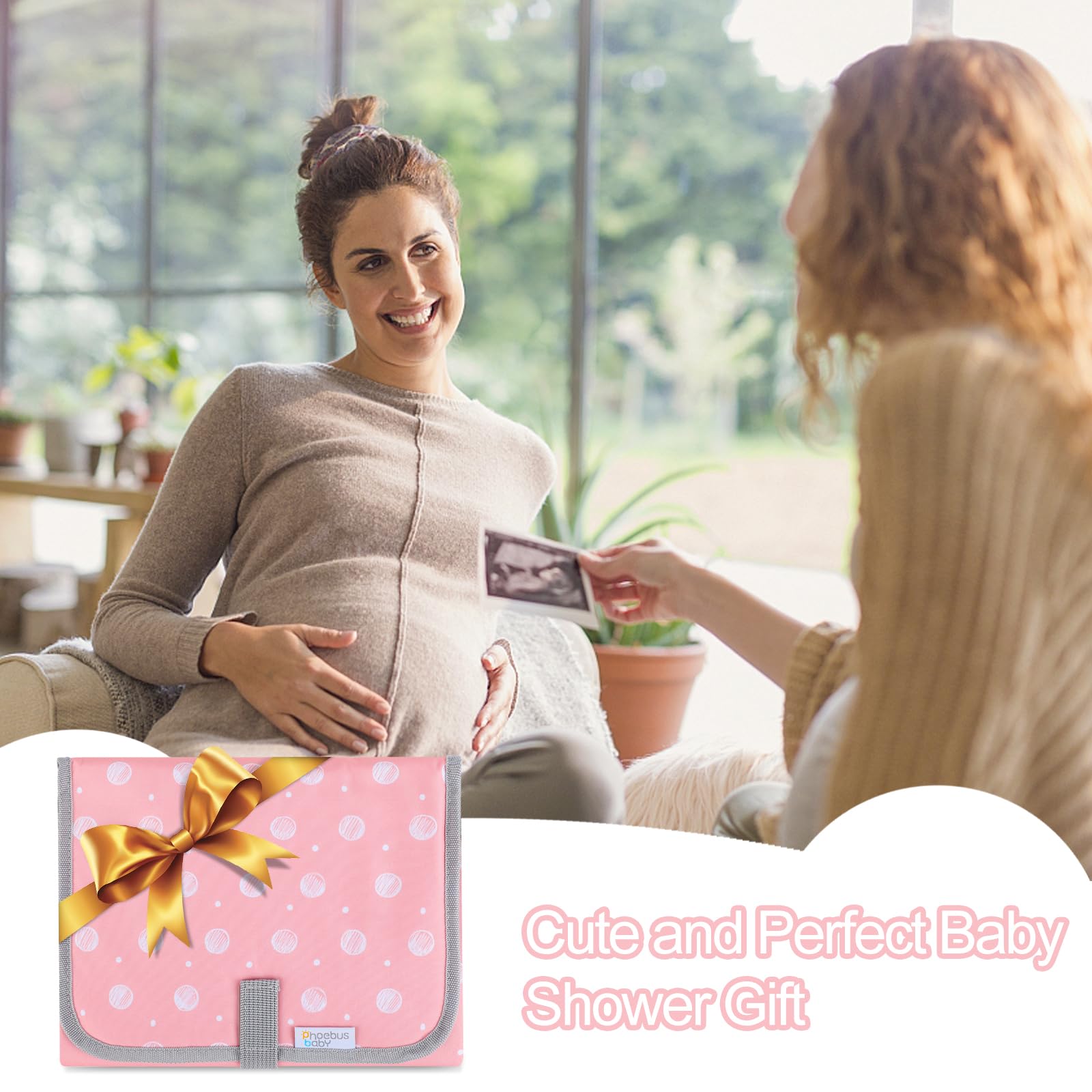 Cambiador portátil de viaje para bebé, impermeable, color rosa | Compacto, ligero, plegable para bolsa de pañales, fácil de limpiar, regalos para recién nacidos, perfecto para llevar