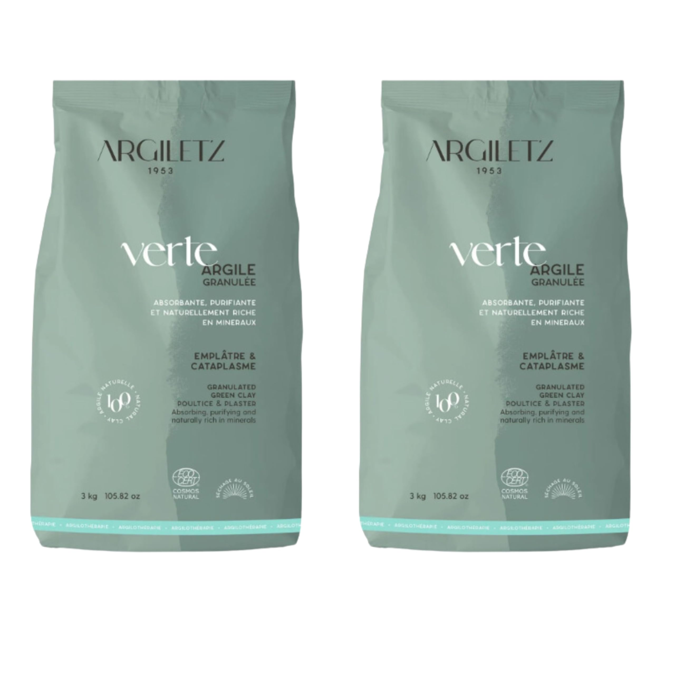 Argiletz Argile Verte Concassée 3kg Lot de 2 - Cataplasmes, Soin d'Argile