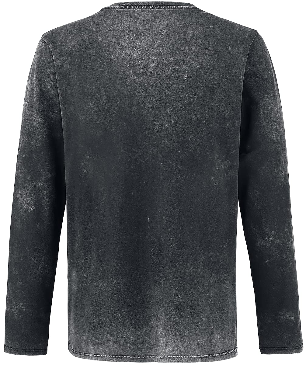 Black Premium by EMP Herren graues Vintage Langarmshirt - Brusttasche mit Patte und Patch
