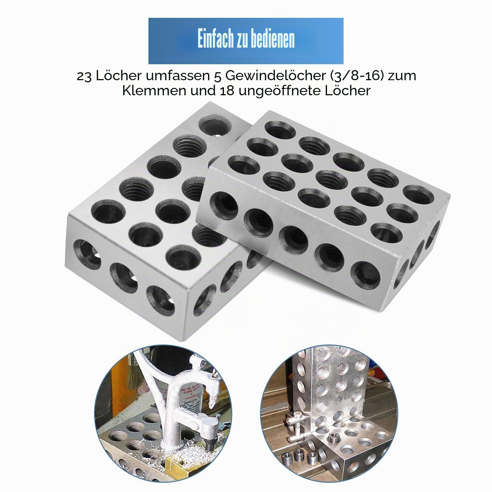 Präzisionsblöcke, Parallelblöcke, Parallelblöcke Metrische, Spannblöcke Metrisch, 1-2-3 Spannblöcke, präzisionsgehärteter Stahl 23-Loch-Spannblock 0,0001"Maschinist 123 Vorrichtung für Fräsmaschine